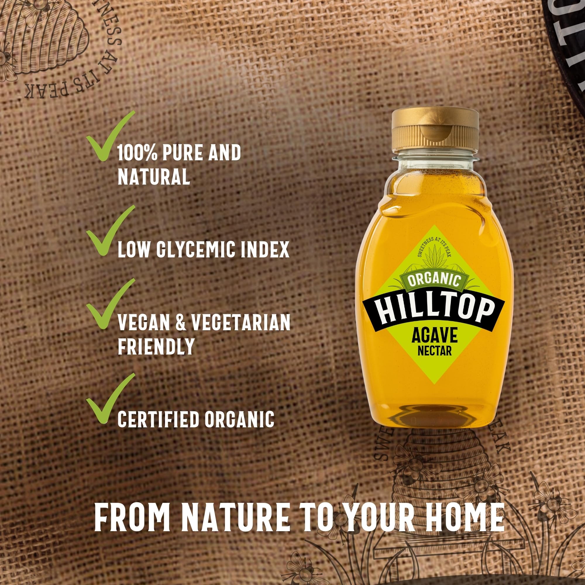 Hilltop Honey - Organic Agave Nectar Squeezy Bottle 330g 7