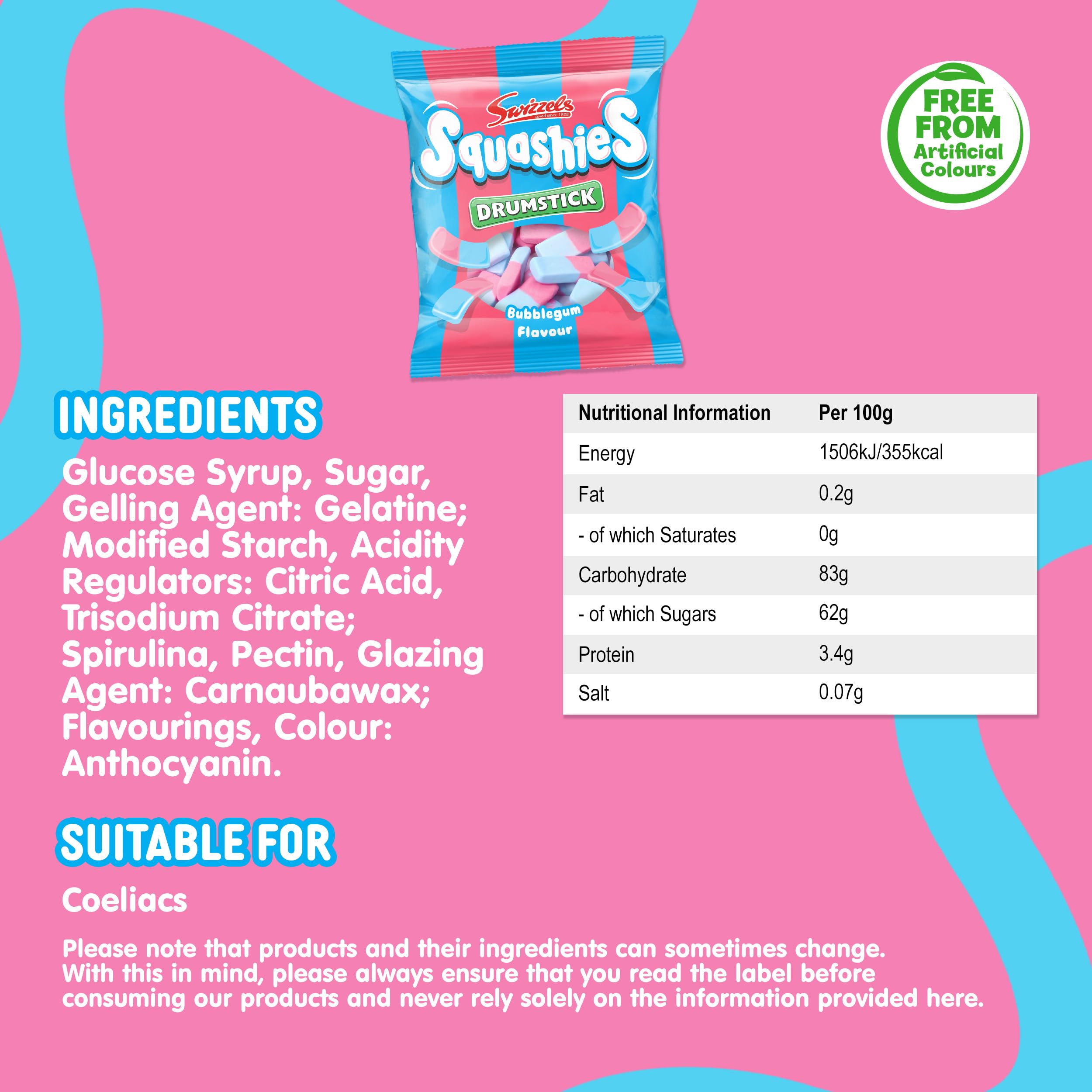 Swizzels Squashies Bubblegum Flavour Chewy Sweets - 140g Single Pack 5