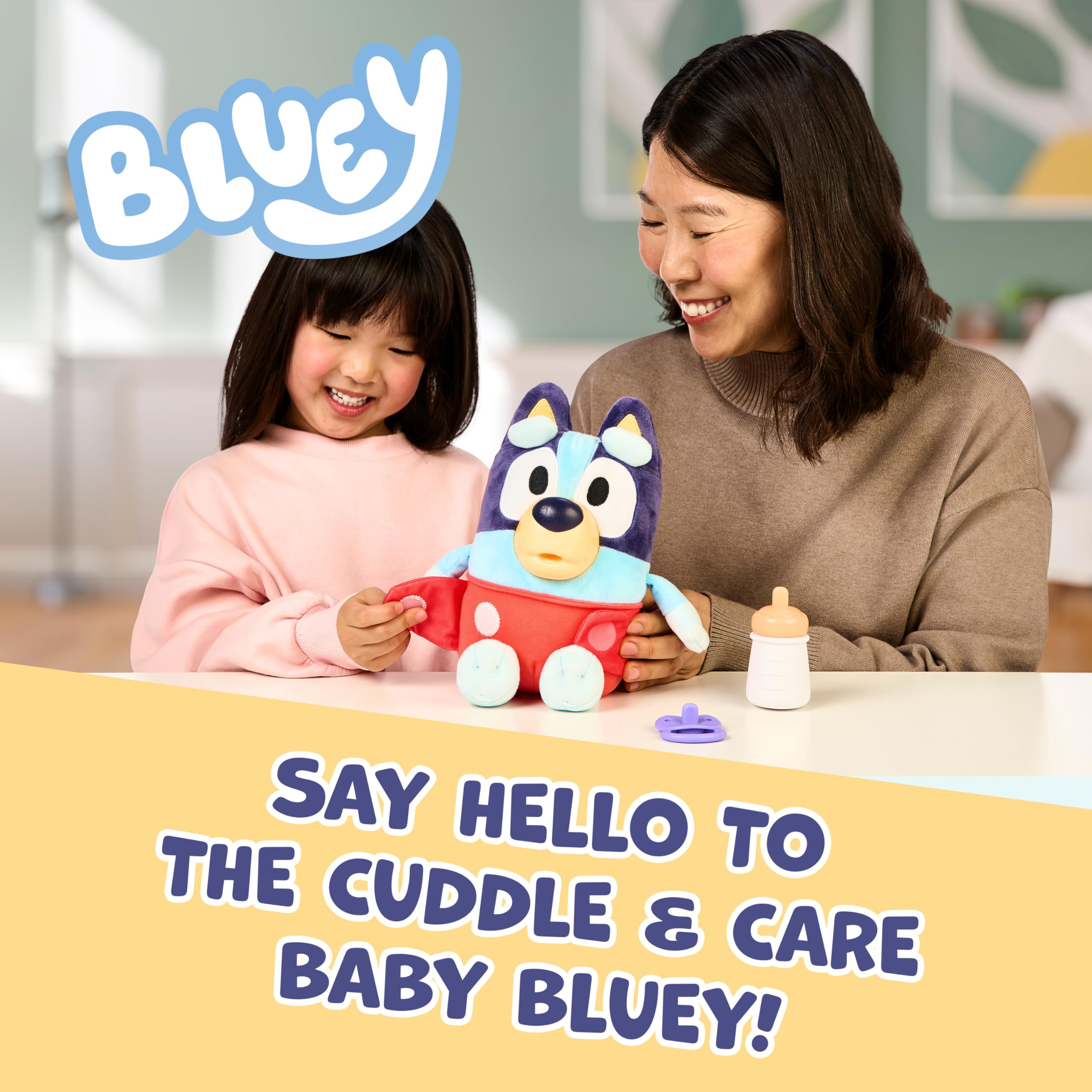 Bluey Cuddle & Care Baby - Interactive Electronic Plush Toy with Sounds & Accessories 5
