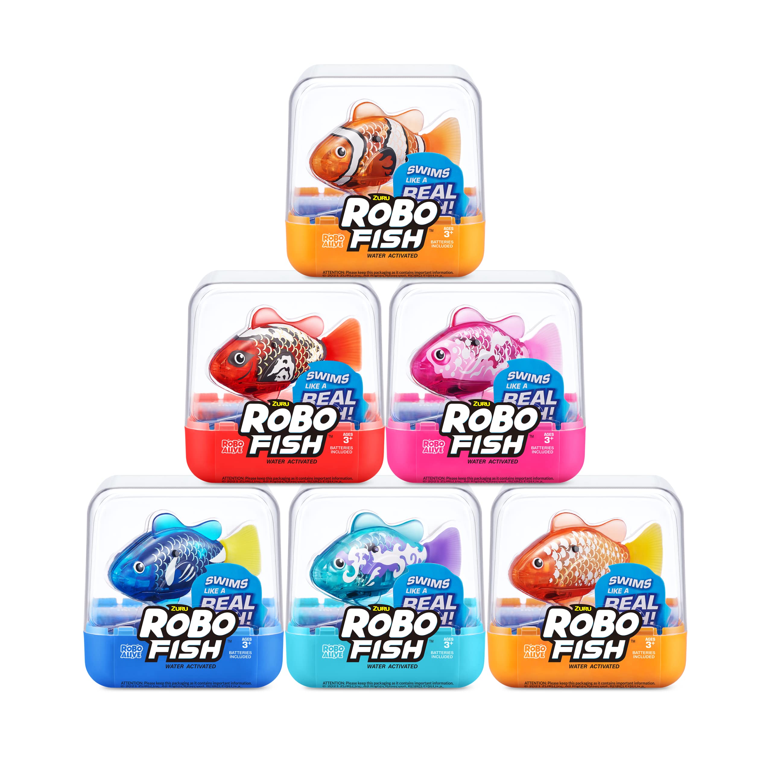 Robo Fish Series 3 Robotic Swimming Fish - Electronic Pet Toy with Color-Changing Feature (2 Pack, Orange and Teal) 5