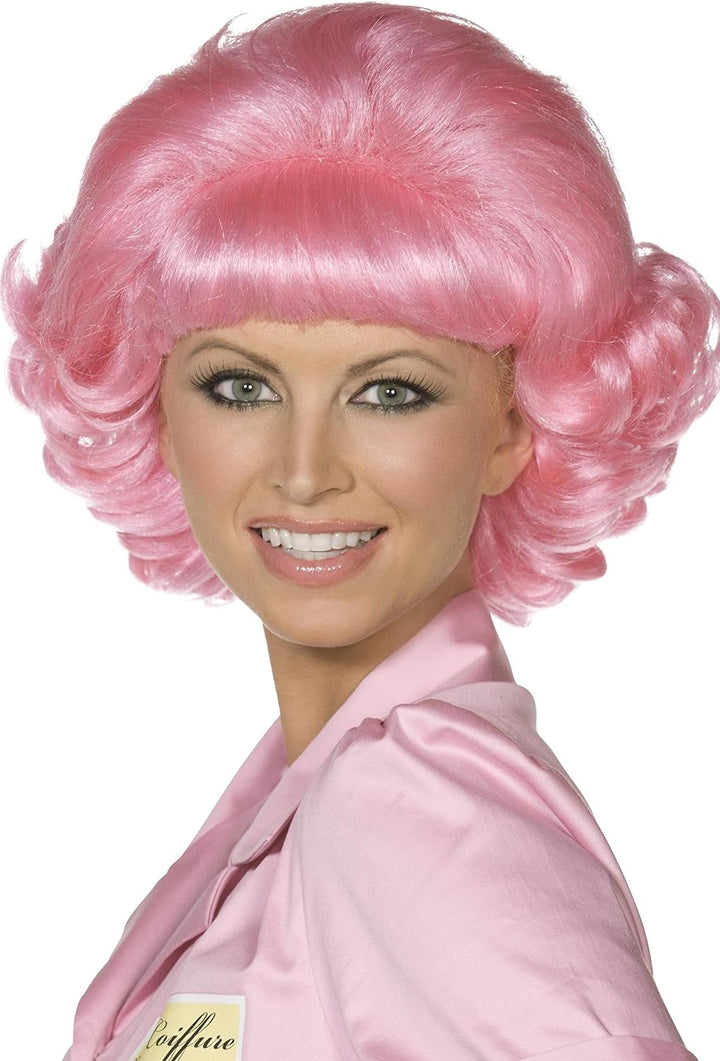 Smiffys Grease Frenchy Short Curly Pink Wig (42127)