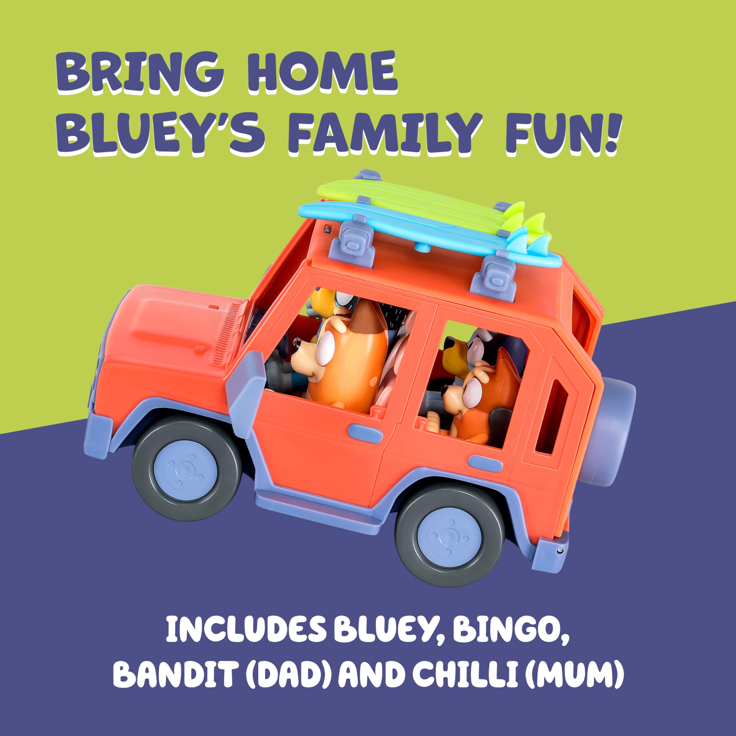 Bluey Heeler Family 4WD Vehicle Playset with 4 Figures, Surfboards & Stickers - Amazon Exclusive 7