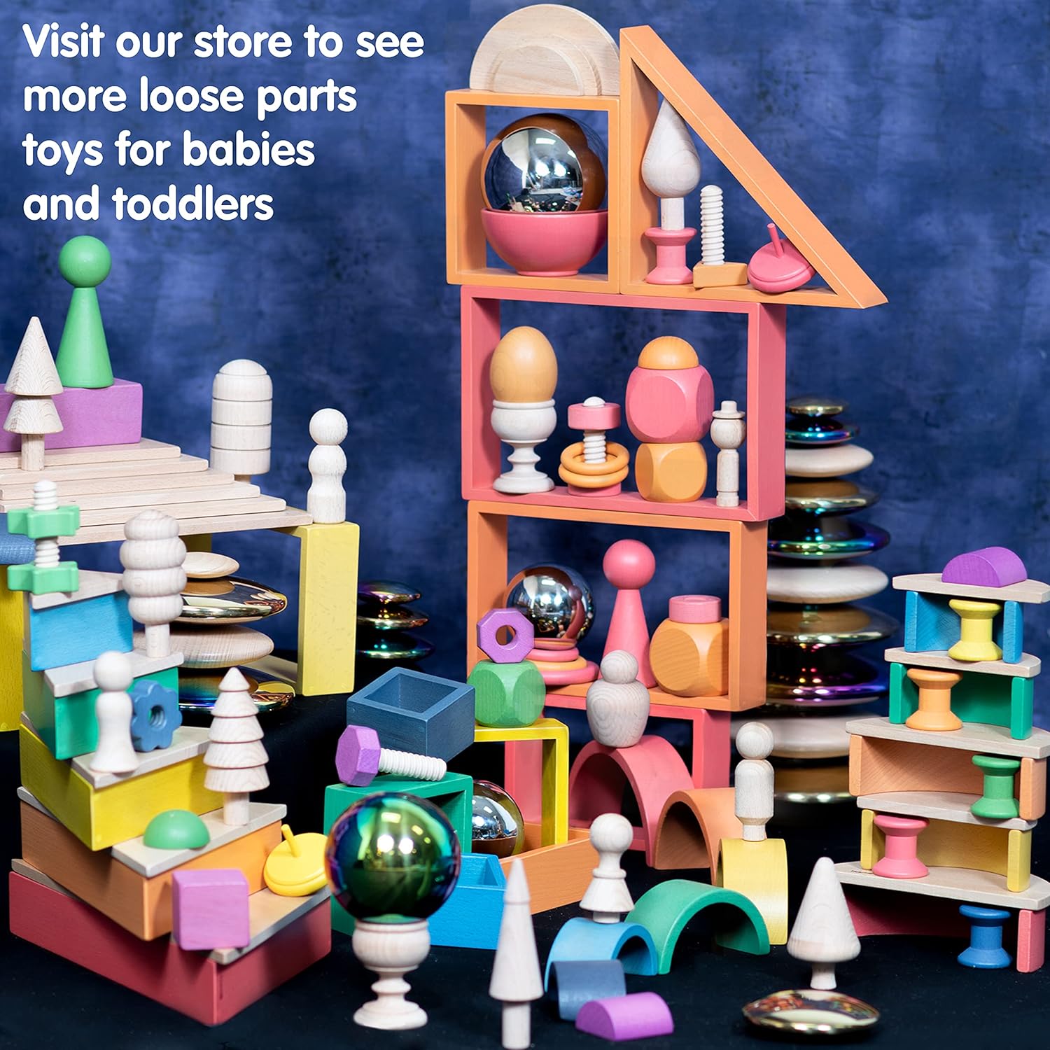 TickiT Rainbow Wooden Nuts & Bolts Pack - Educational Toddler Toy for Fine Motor Skills 10