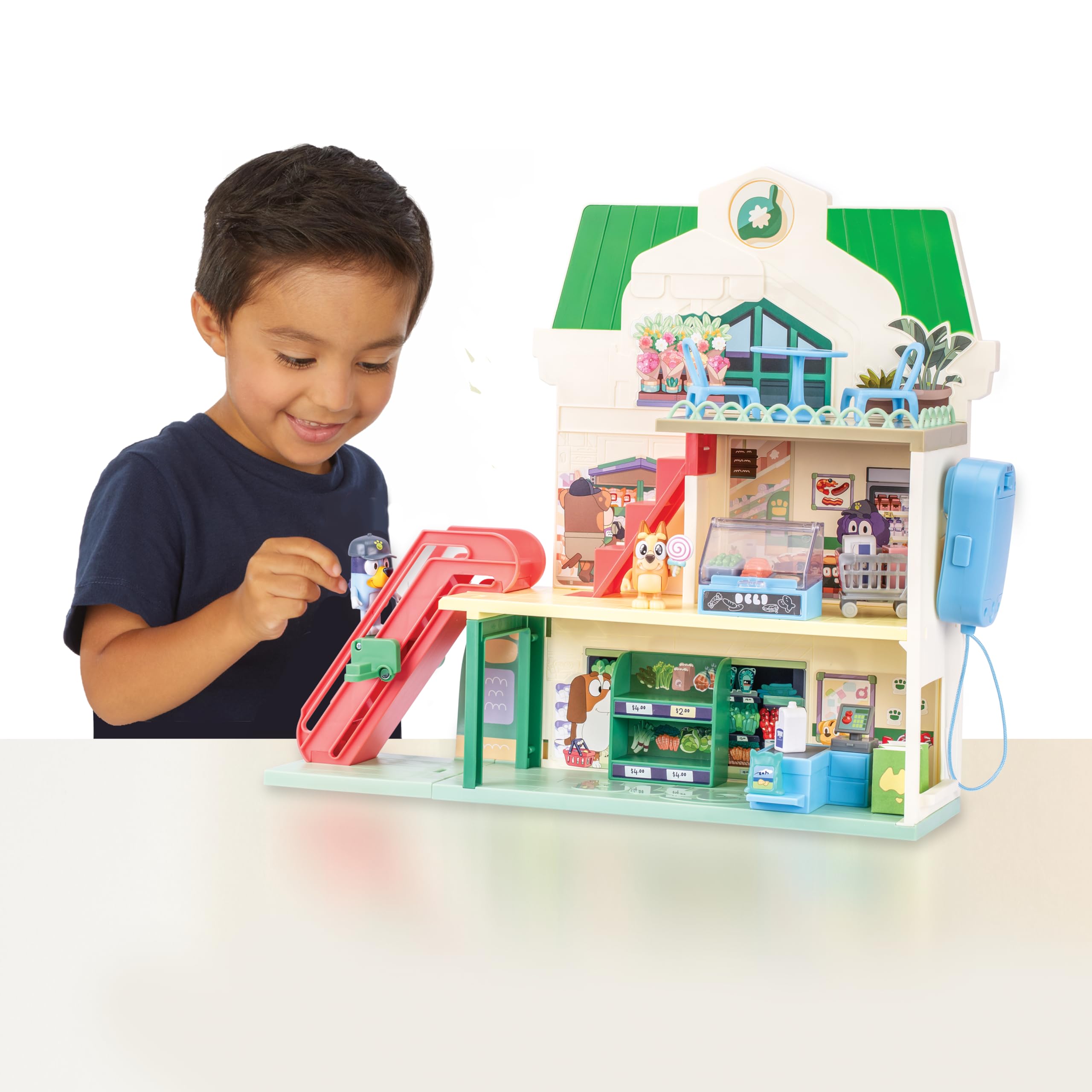 Bluey Supermarket Playset - 3-Level Interactive Play with Exclusive Bluey & Bingo Figures 7
