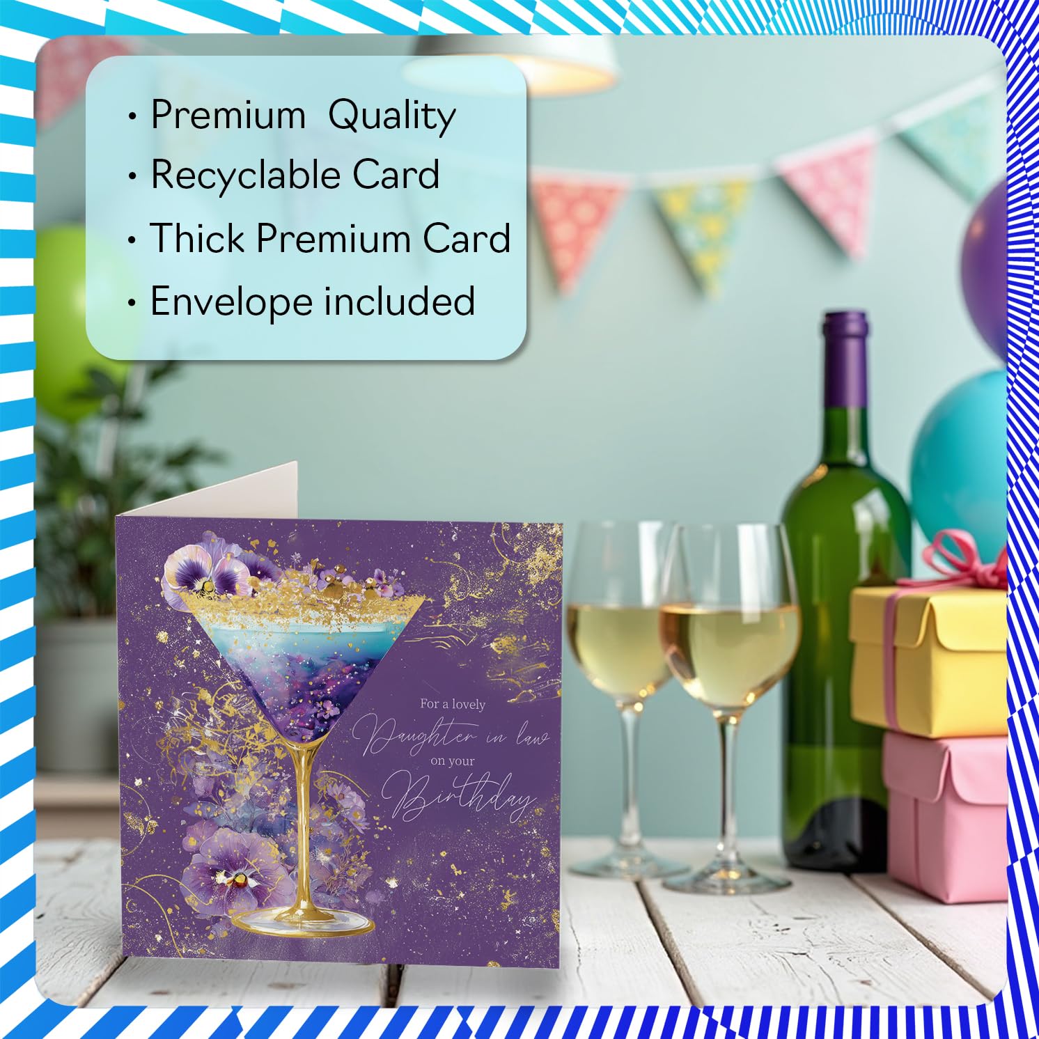 Stuff4 Daughter in Law Birthday Card - Golden Cocktail Design | 145mm x 145mm 3