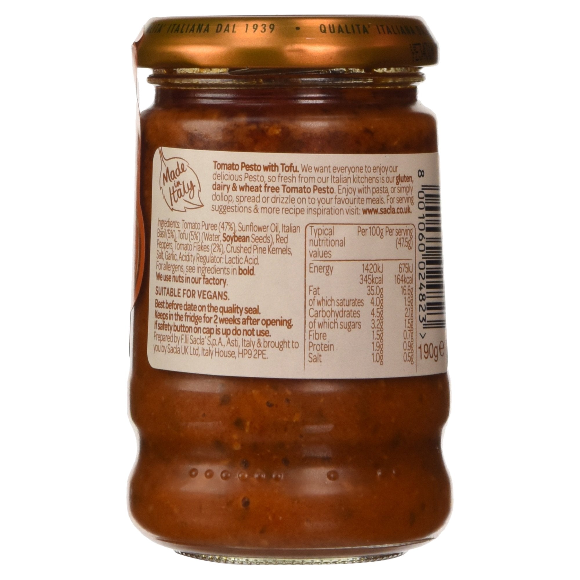 Sacla - Free From Tomatenpesto 190g 4