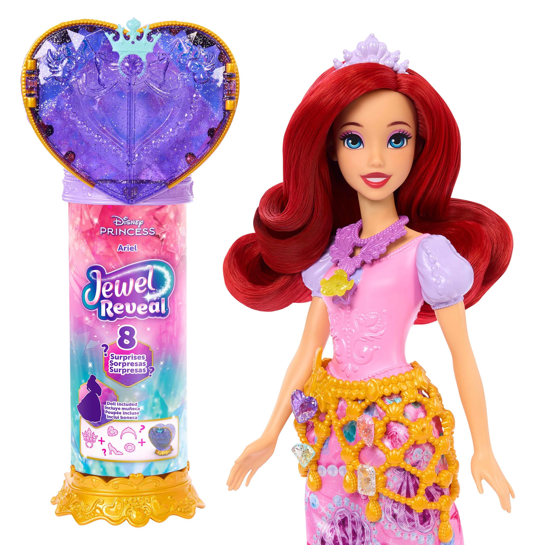 Mattel Disney Princess Ariel Fashion Doll & Accessories with 8 Surprises | 12.5 inches | Multicolor
