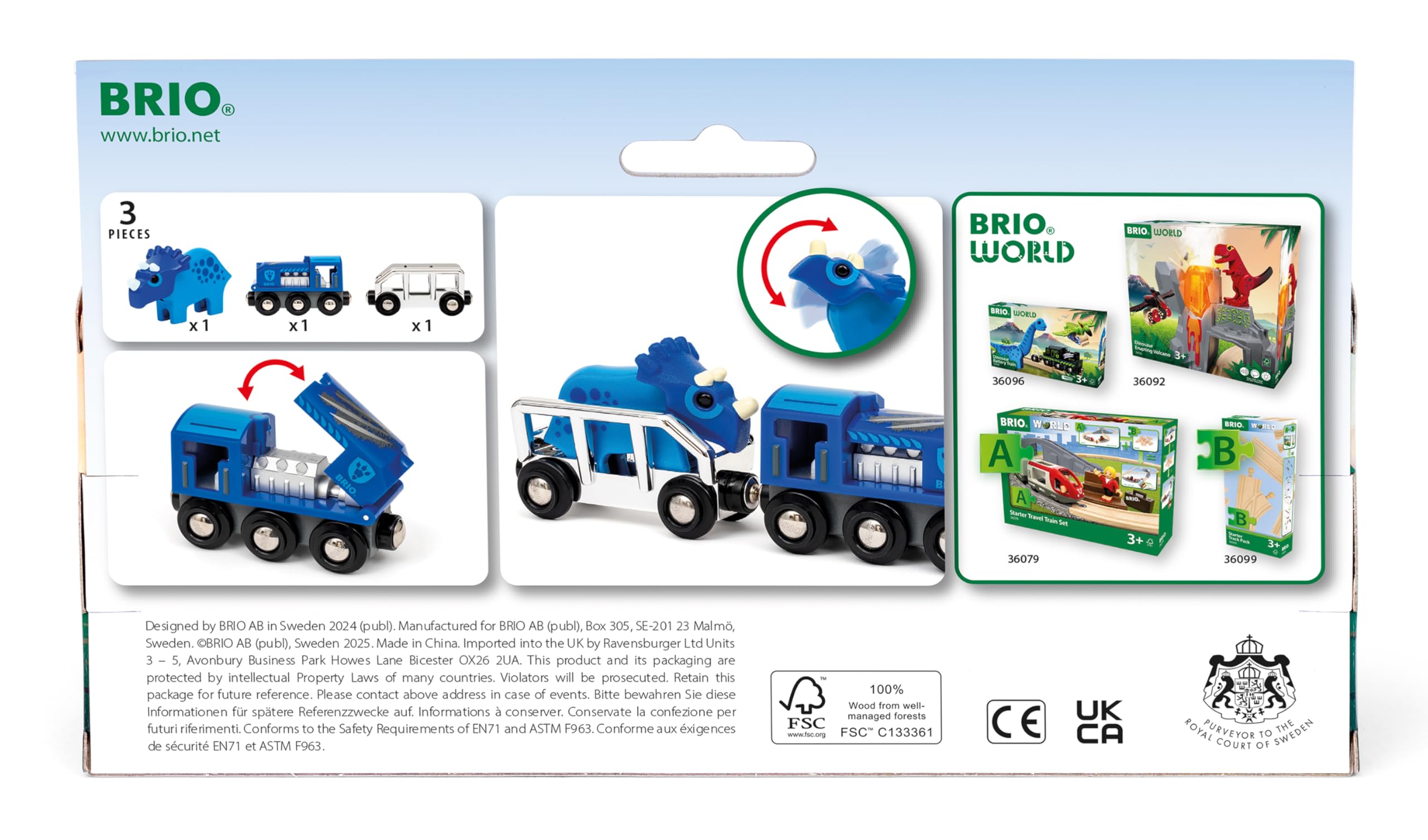 BRIO World Special Edition Train 2025 - Blue Wooden Toy Train with Dinosaur Character 8