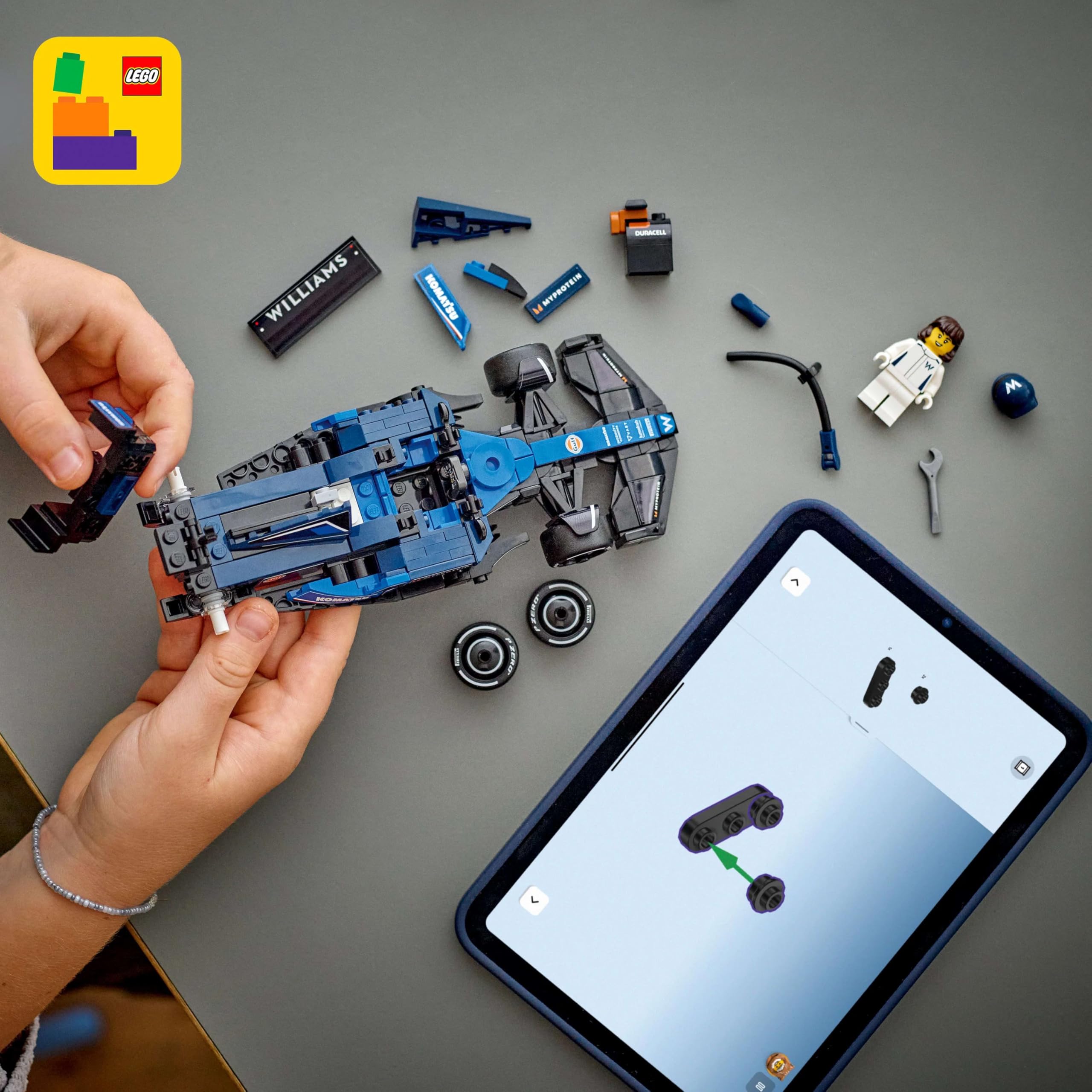 LEGO Speed Champions Williams Racing FW46 F1 Race Car Toy with Driver Minifigure - Building Set for 10+ 6