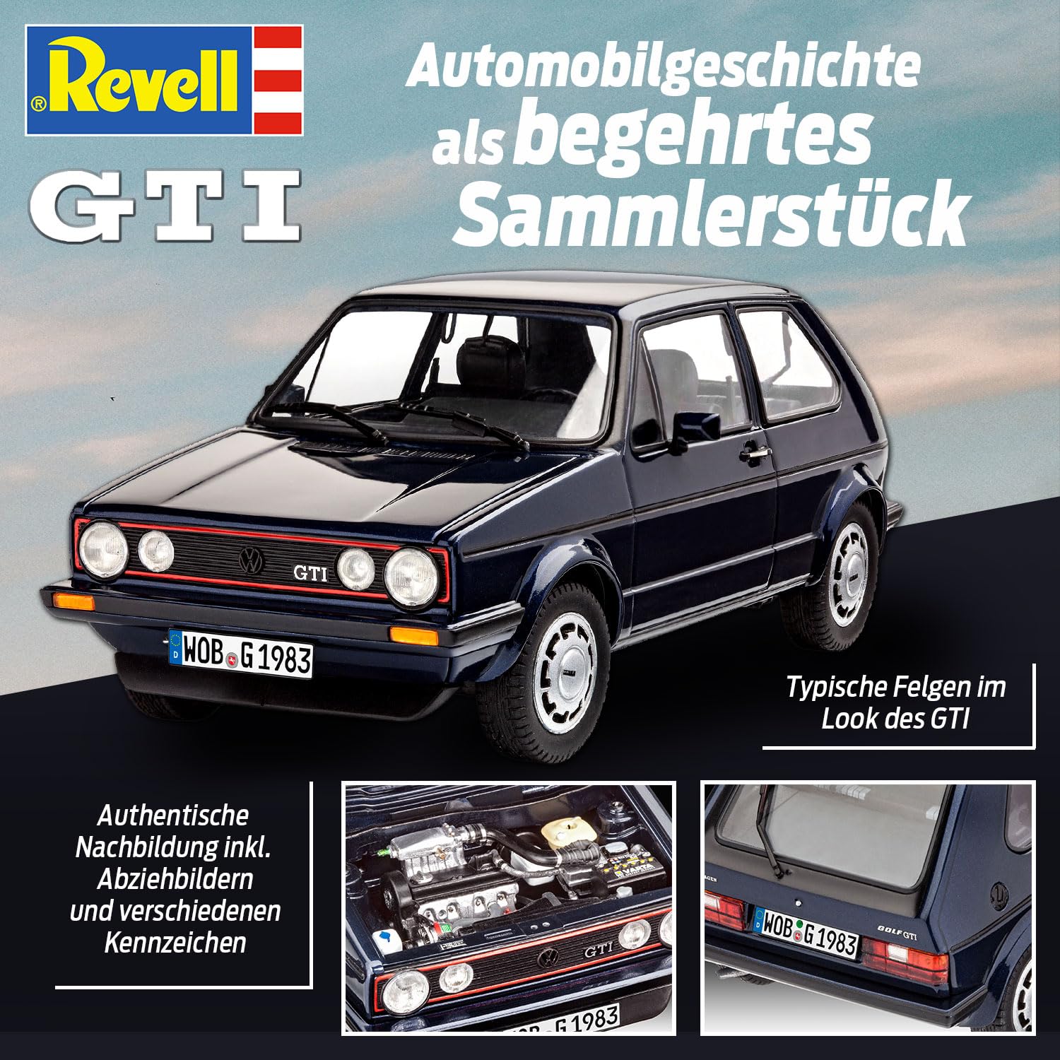 Revell 35 Years VW Golf Mk1 GTI Pirelli Plastic Model Kit - 1:24 Scale Building Toy for Ages 8+ 16