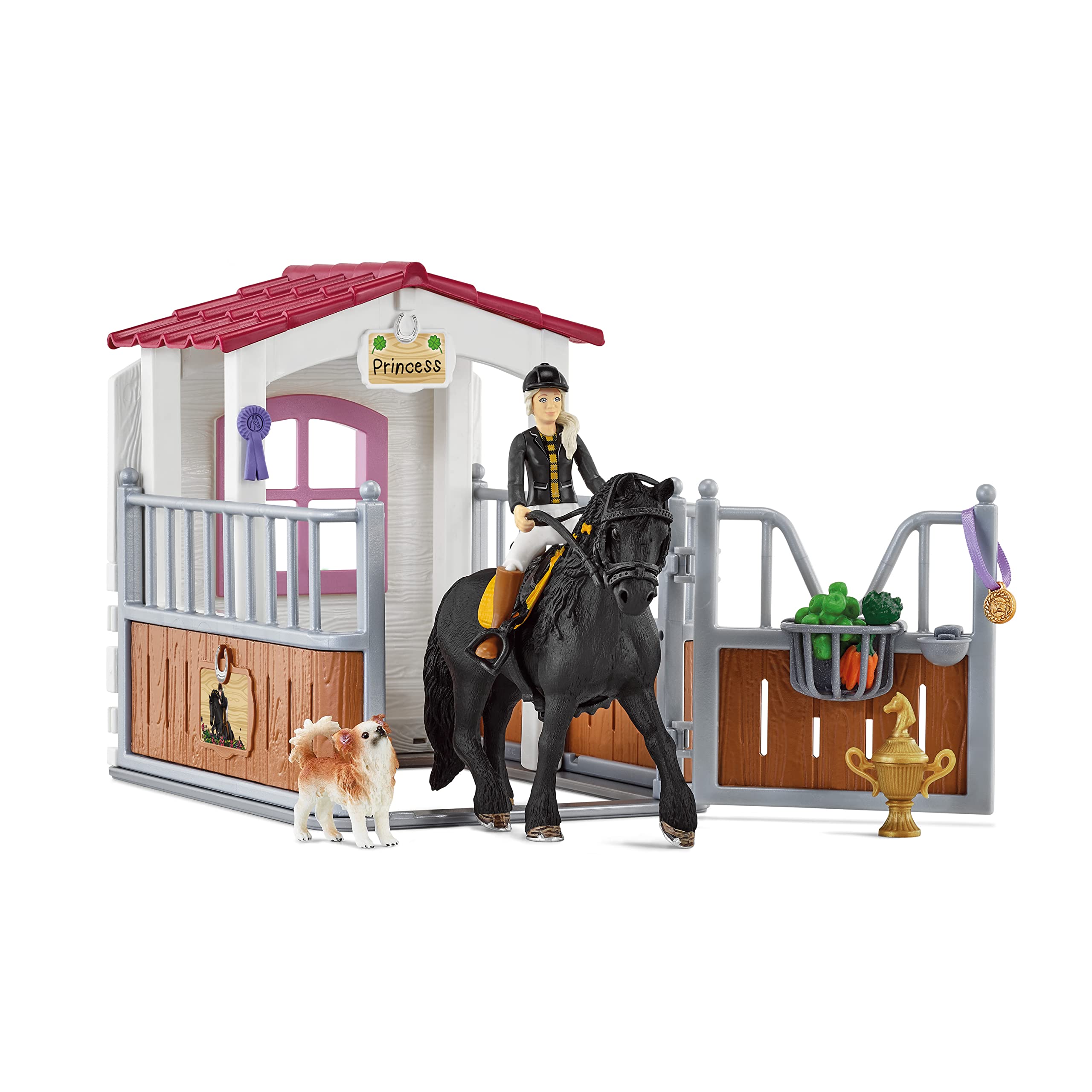 Schleich Horse Stall with Tori and Princess Playset | Ages 3+ | Model 42437