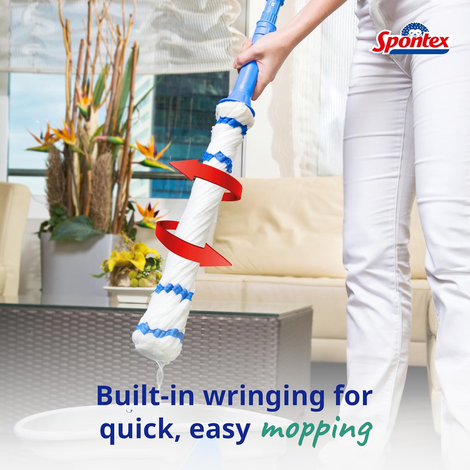 Spontex Ultra Compact Twist Mop and Bucket Set - Microfibre Mop with Built-In Wringing System 5