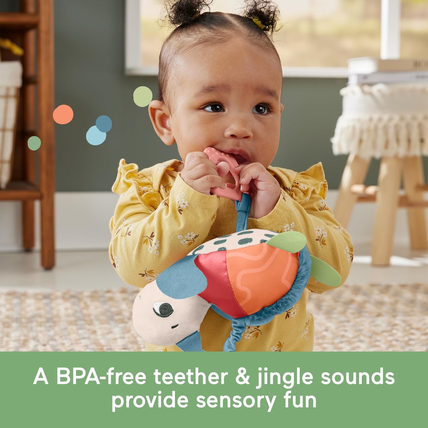 Fisher-Price Planet Friends Sea Me Bounce Turtle - Plush Stroller Toy with Teether & Jingle Sounds 5