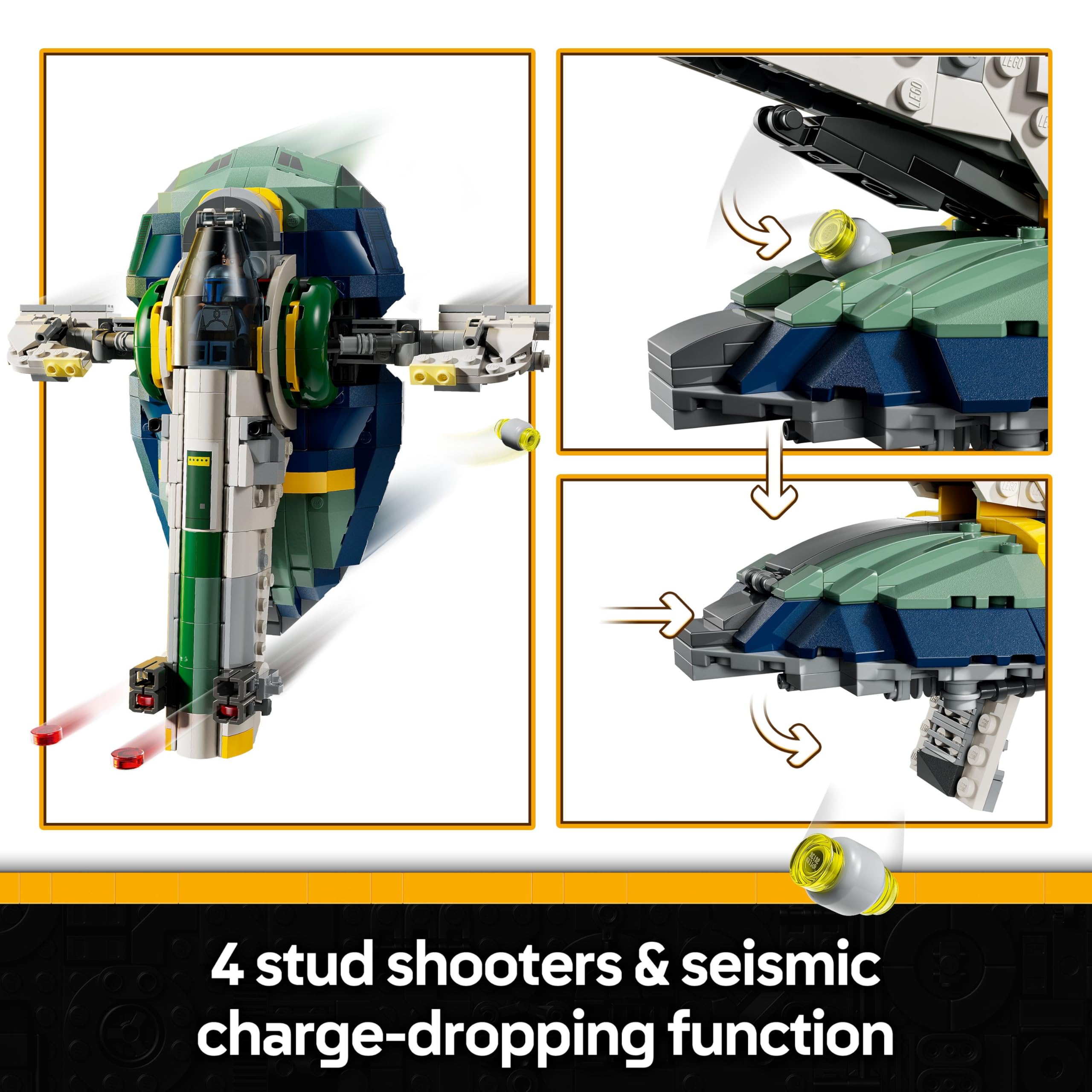 LEGO Star Wars 75433 Jango Fett's Starship Building Set for Ages 9+ | 3 Minifigures 3