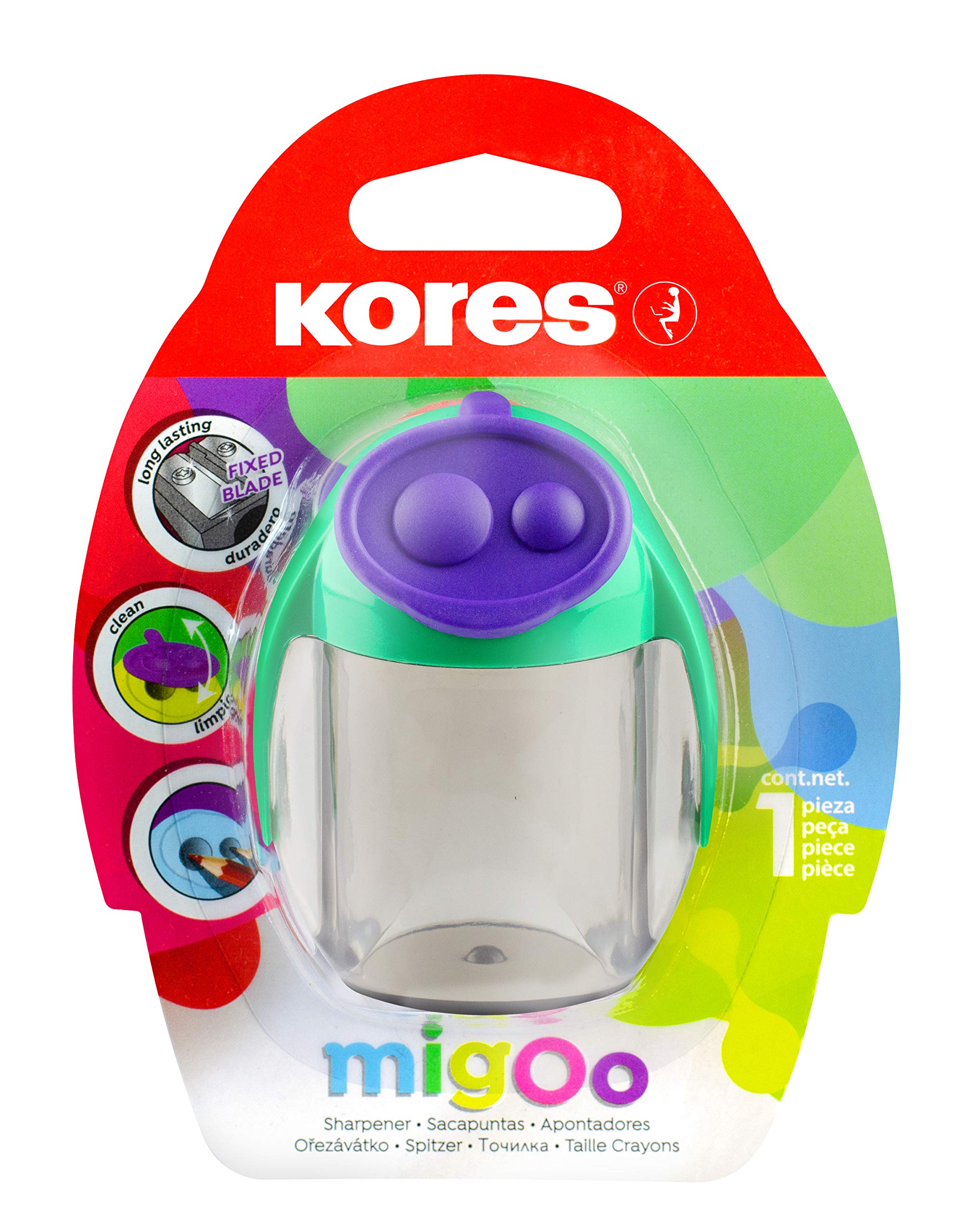Kores Double Hole Pencil Sharpener with Container | German Steel Blades | Assorted Colors