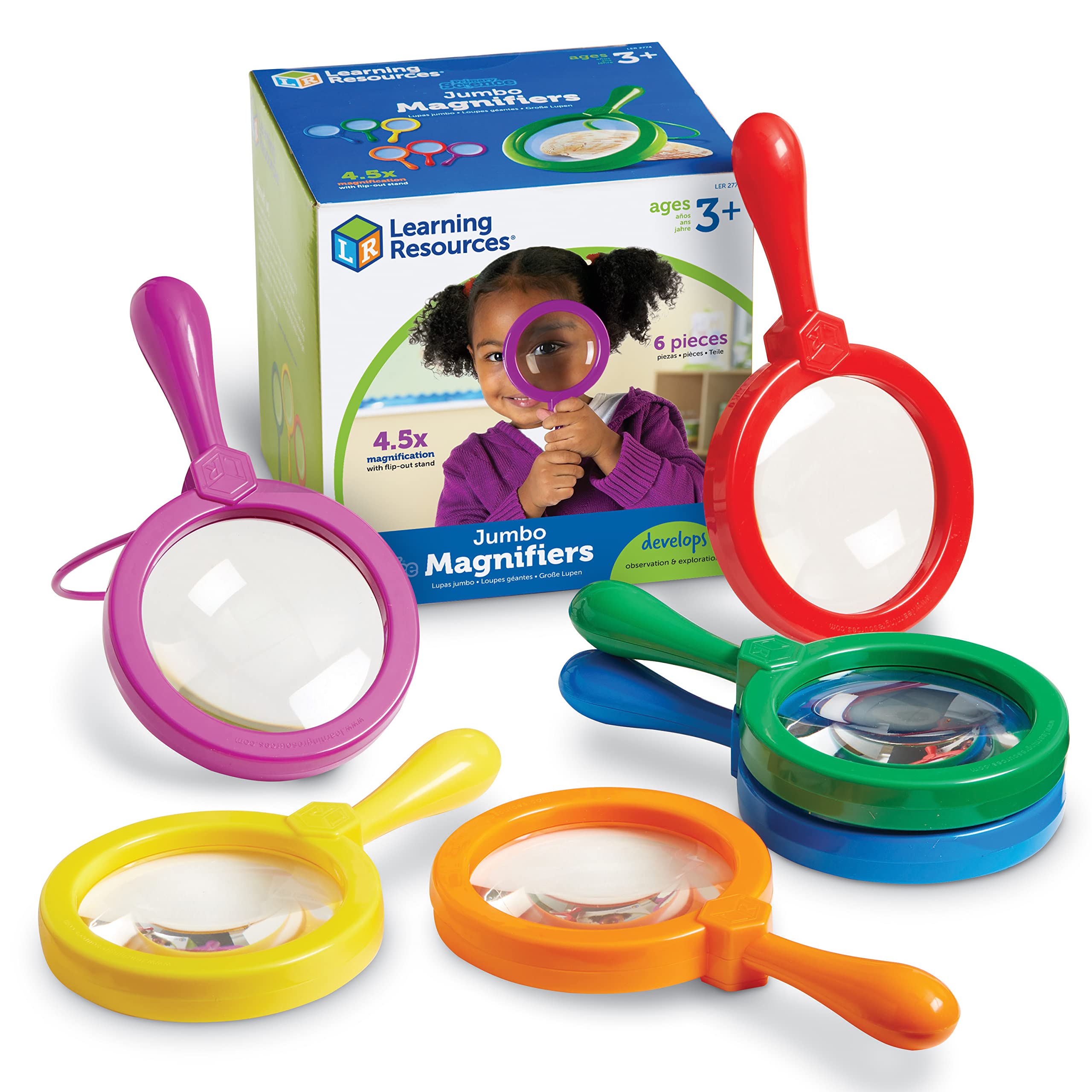 Learning Resources Jumbo Magnifiers - 4.5x Magnification, Set of 6 | Ages 3-7 7