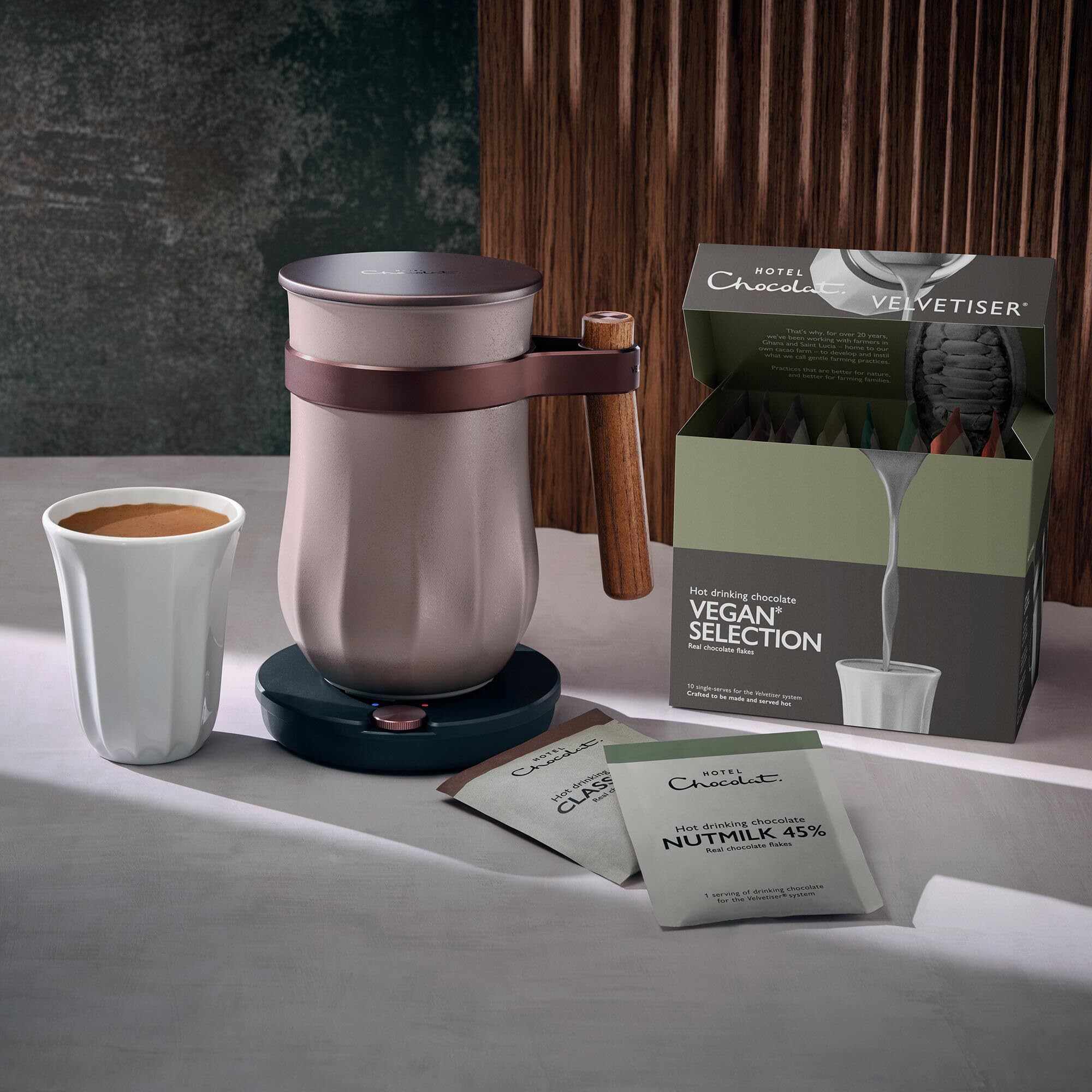 Hotel Chocolat Vegan Hot Chocolate Selection Sachets - 10 Sachets, 5 Recipes, Compatible with Velvetiser 7