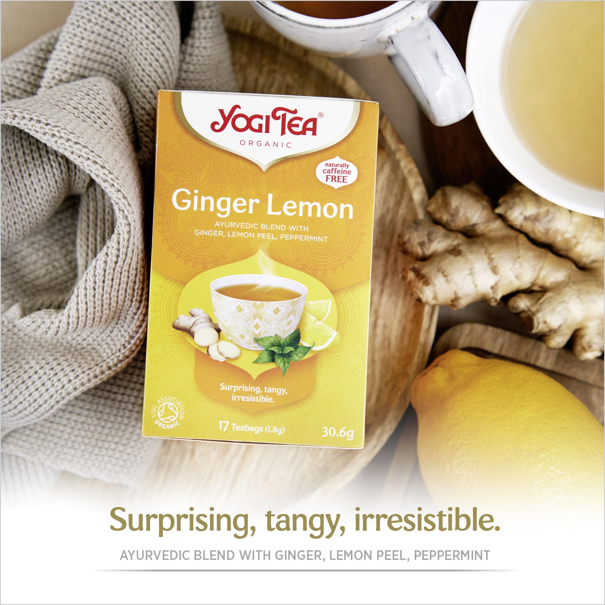 YOGI TEA - Ginger Lemon Organic Spice and Herbal Tea, Caffeine Free, 6 Packs x 17 Tea Bags (102 Total) 6