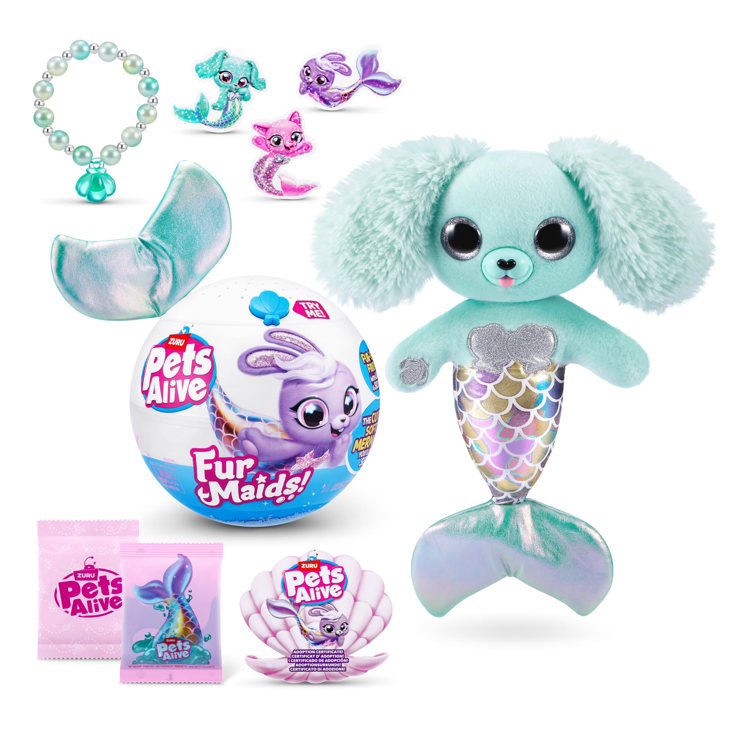 Pets Alive Furmaids by ZURU - Electronic Soft Mermaid Plush Toy with Lights & Sounds (Green)