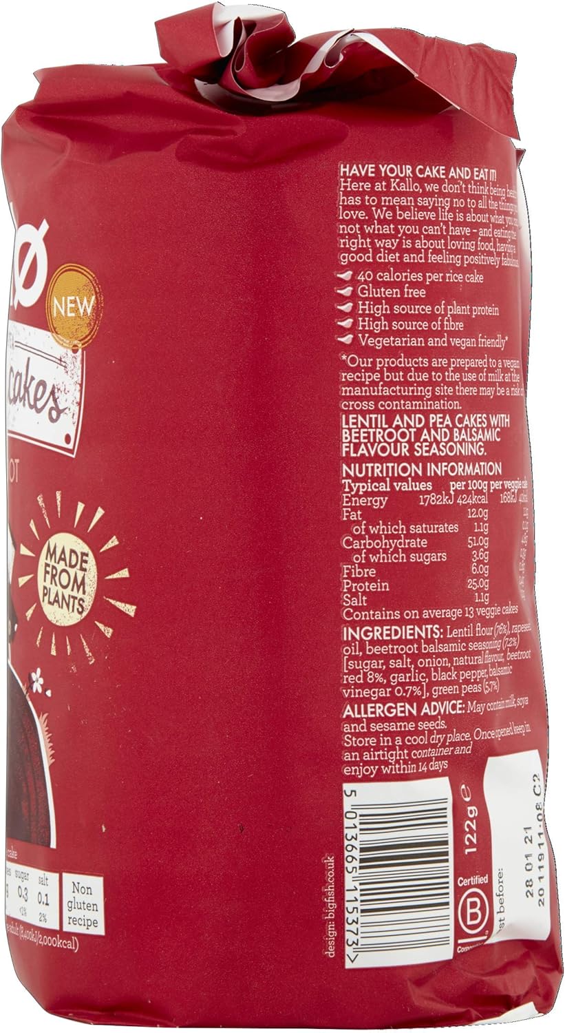 Kallo Rote-Bete-Balsamico-Gemüsekuchen, Linsen-Erbsen-Puffcracker – 122 g 5