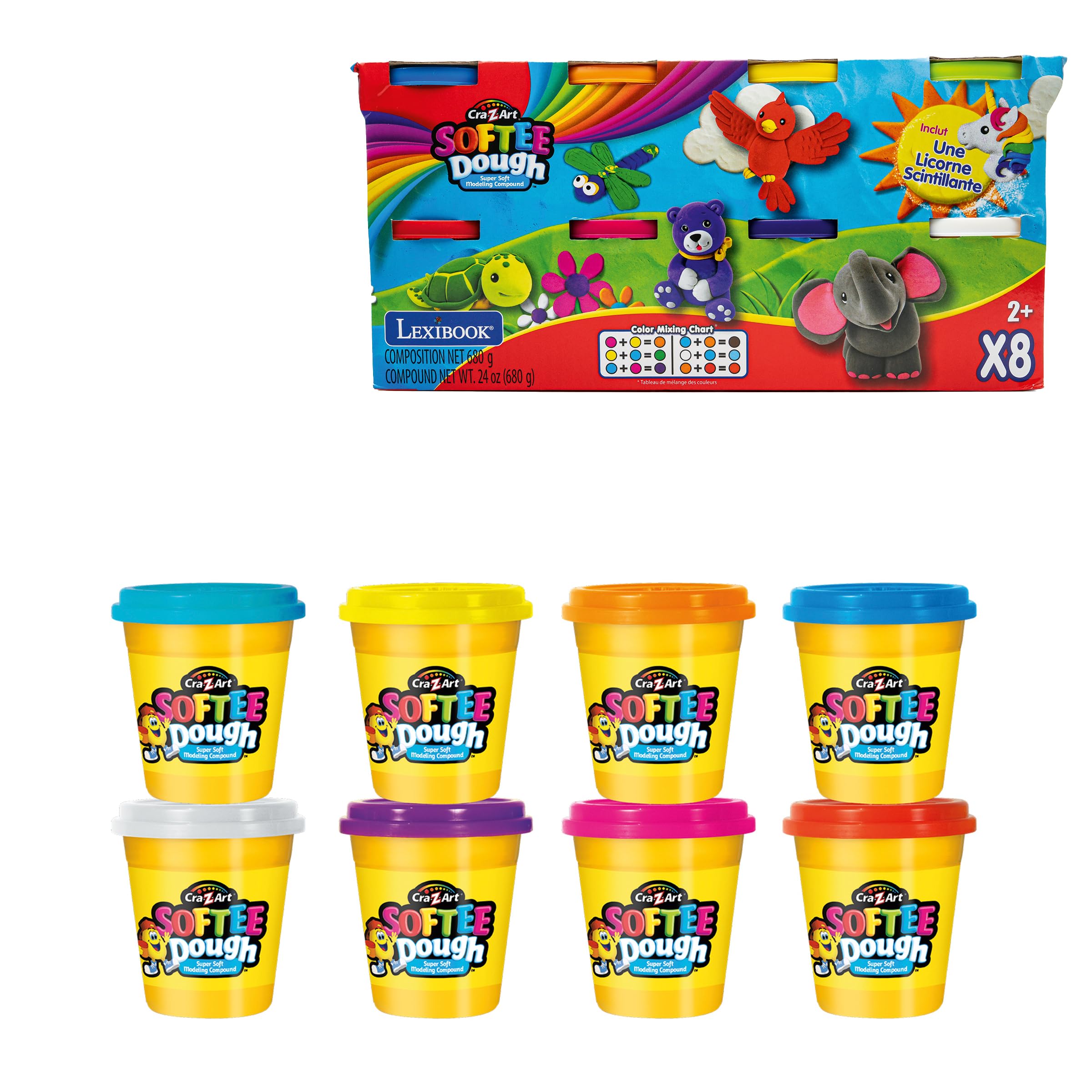 LEXIBOOK Soft Malleable Modeling Dough - 8 Vibrant Colors | 113g Jars | Ages 3+ 1