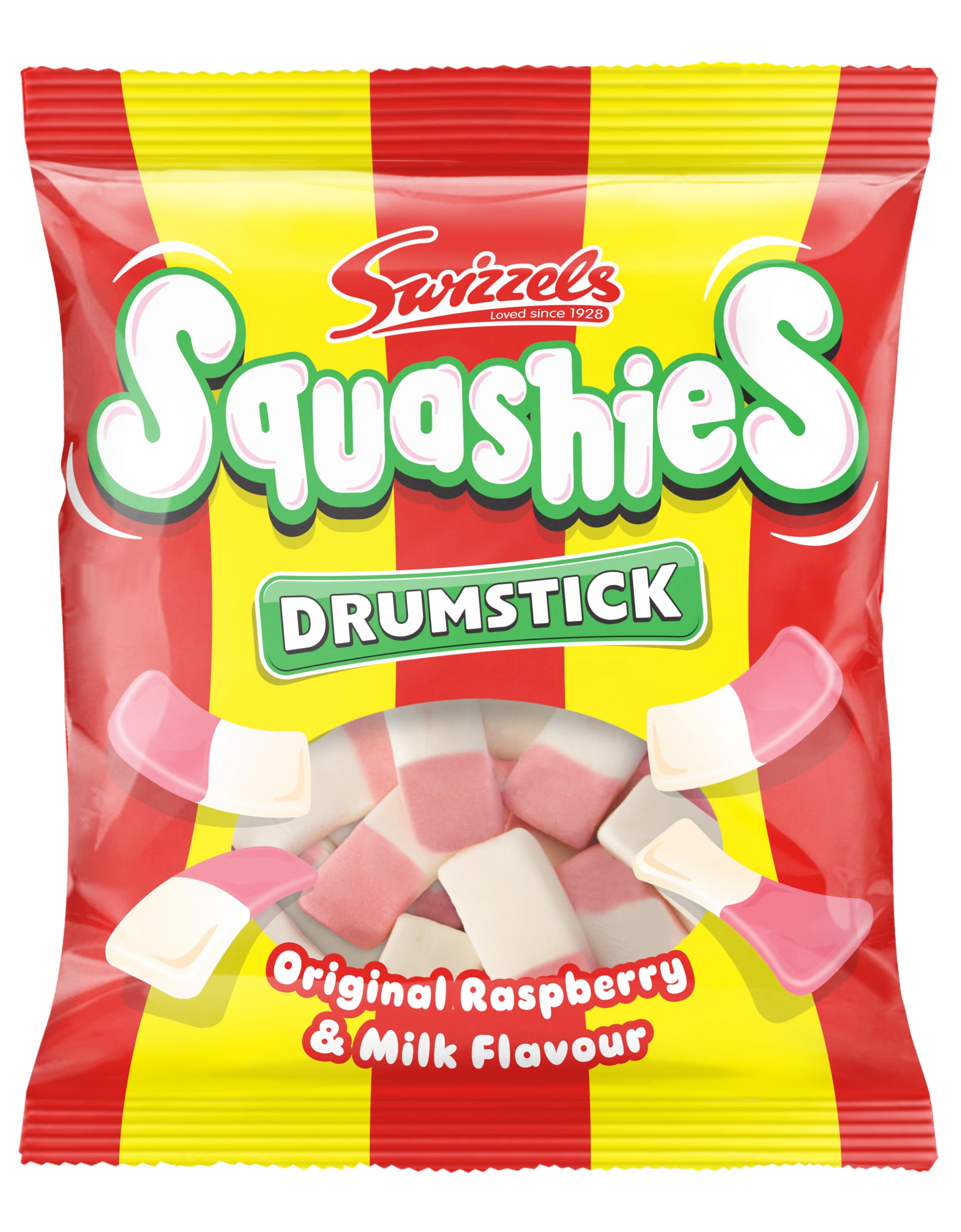 Swizzels Drumstick Squashies Original Sweets - Raspberry & Milk Foam Gums | 120g Pack