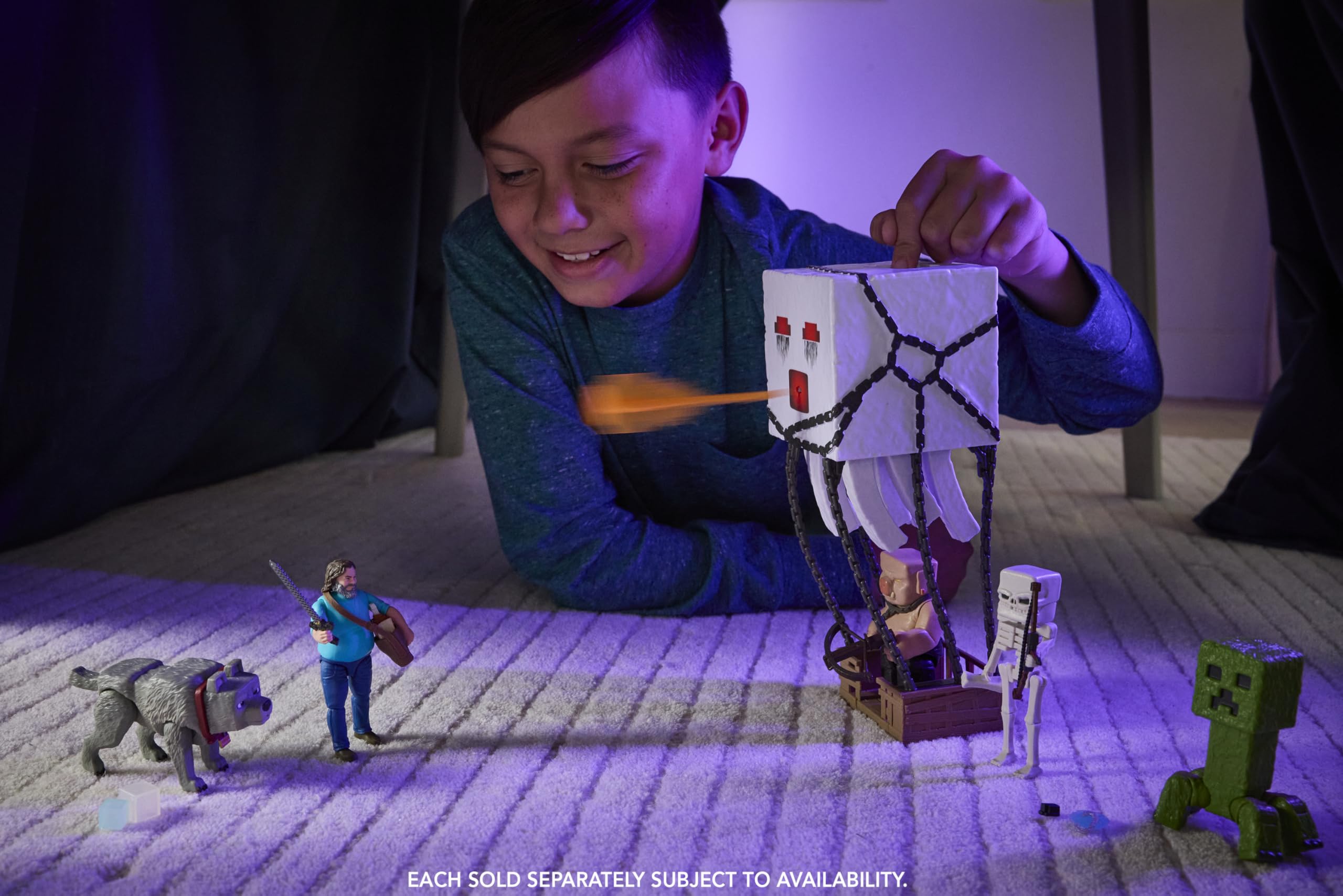 Minecraft Blast Attack Ghast Action Figure Set with Lights, Sounds & Projectile - Mattel JFB69 7