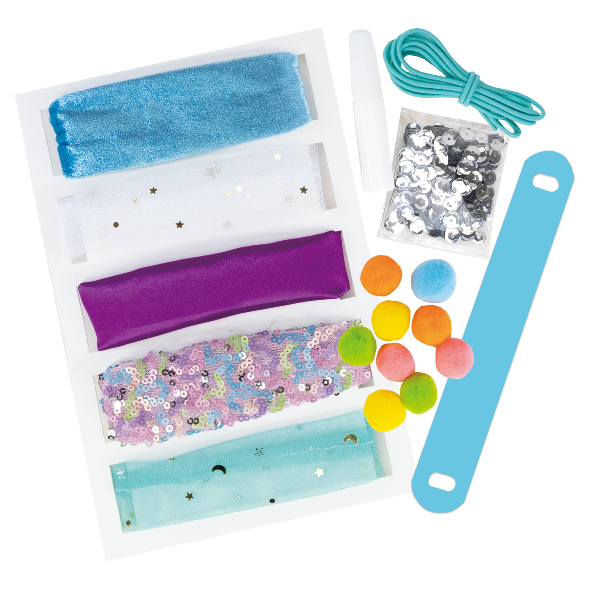Galt Sparkly Scrunchies Craft Kit - Ages 5+ | Includes 5 Fabric Tubes & Decorating Supplies
