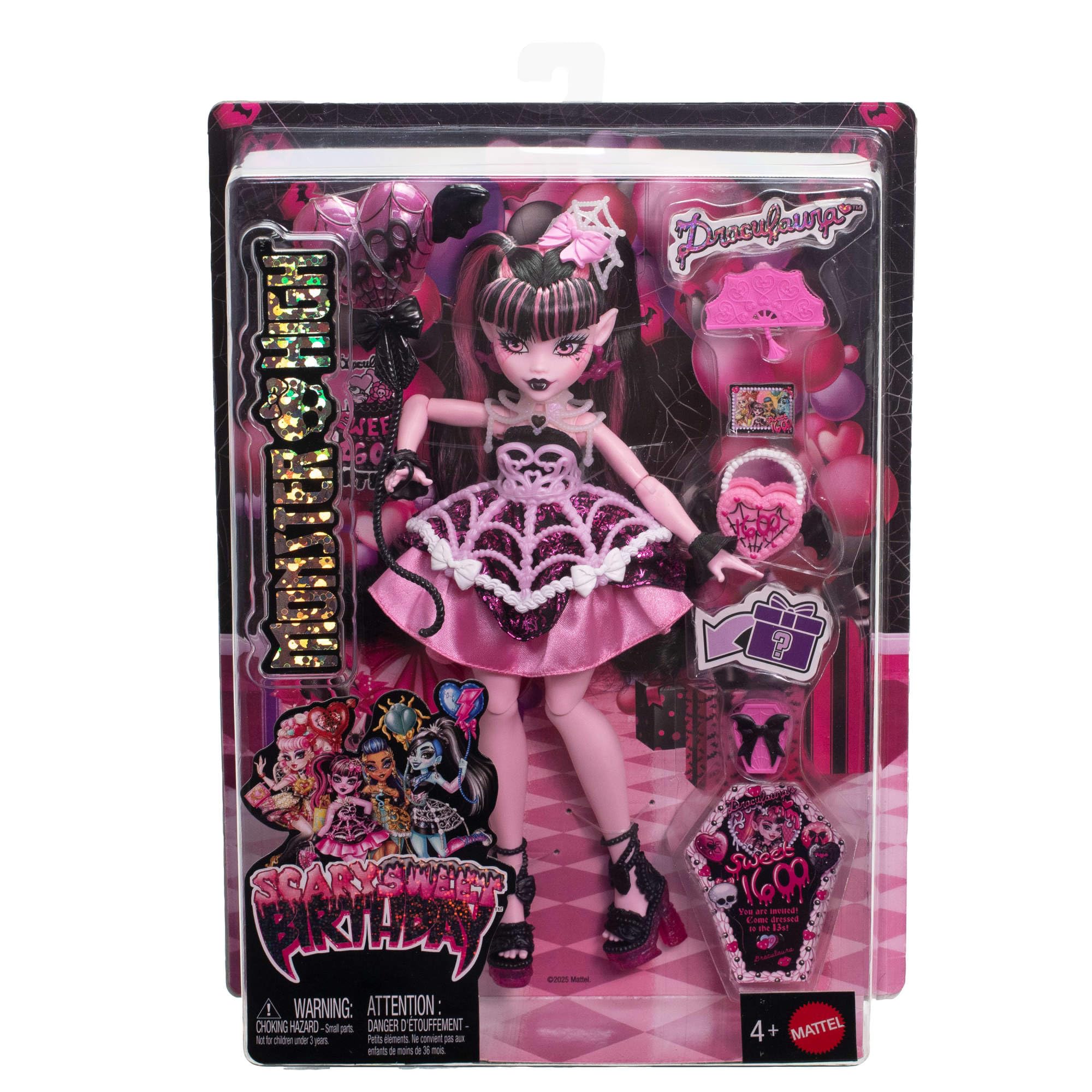 Monster High Draculaura Scary Sweet Birthday Doll in Pink Party Dress with Accessories 7