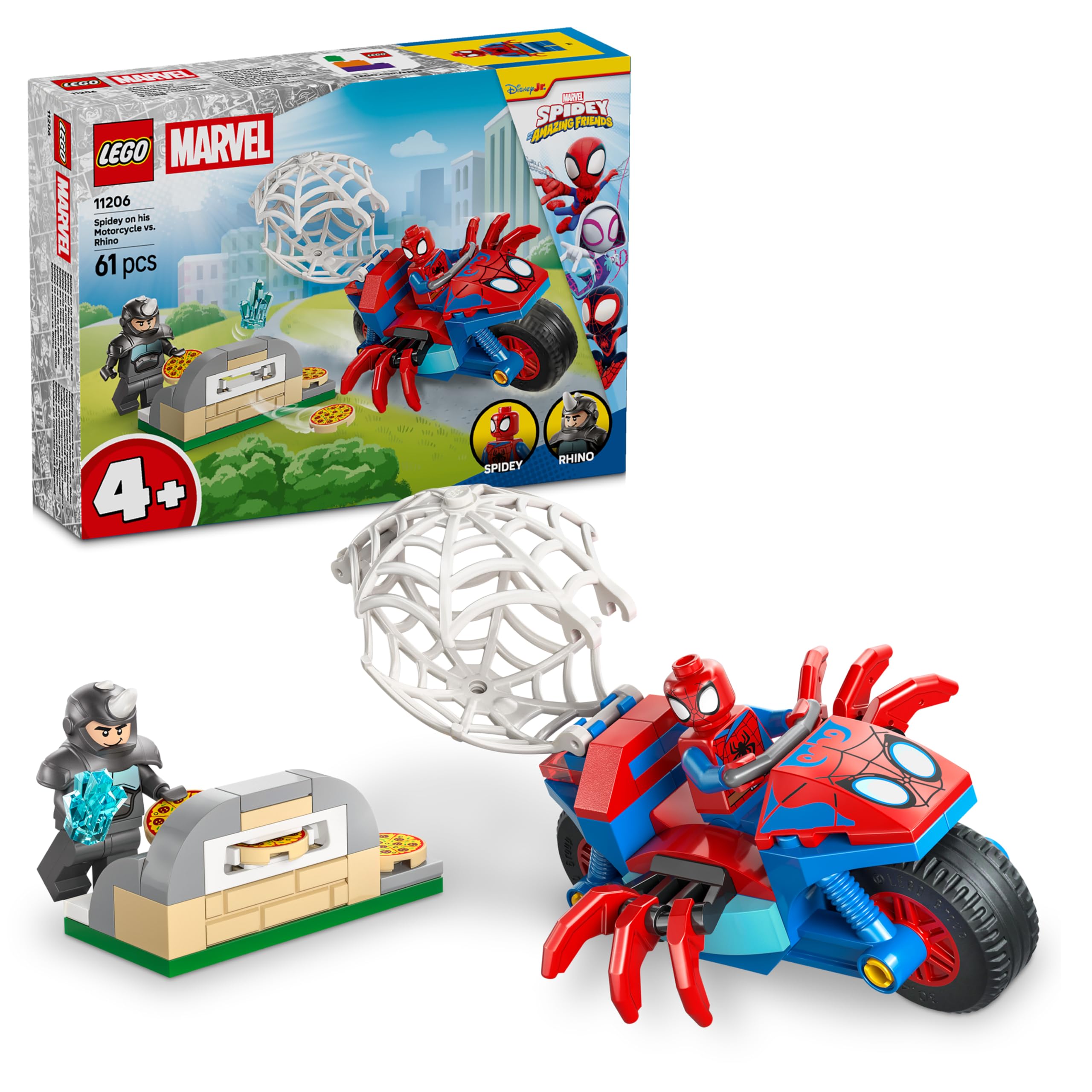 LEGO Marvel Spidey on his Motorcycle vs. Rhino Building Set - Ages 4+ | 11206