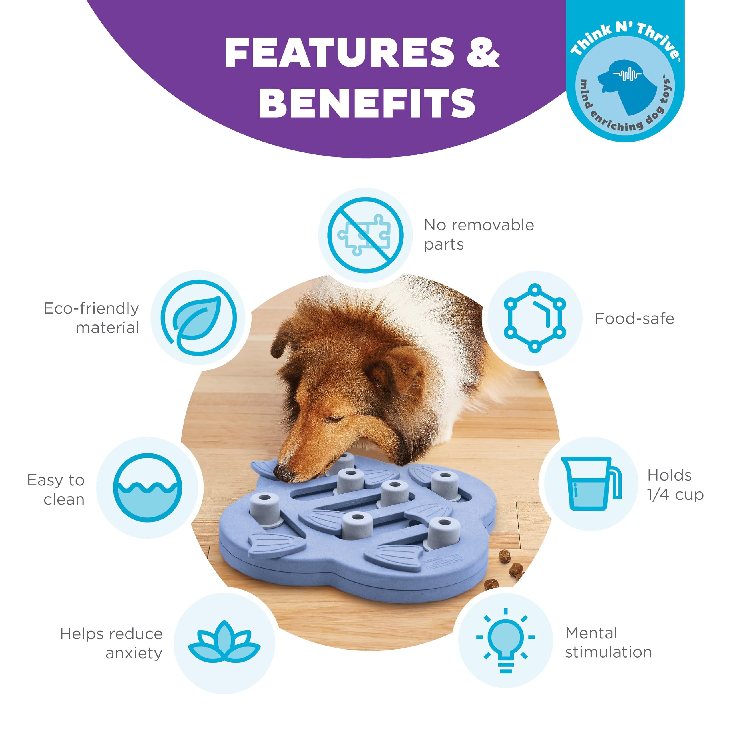 Outward Hound Nina Ottosson Dog Hide N' Slide Purple Interactive Treat Puzzle - Level 2 Intermediate 2