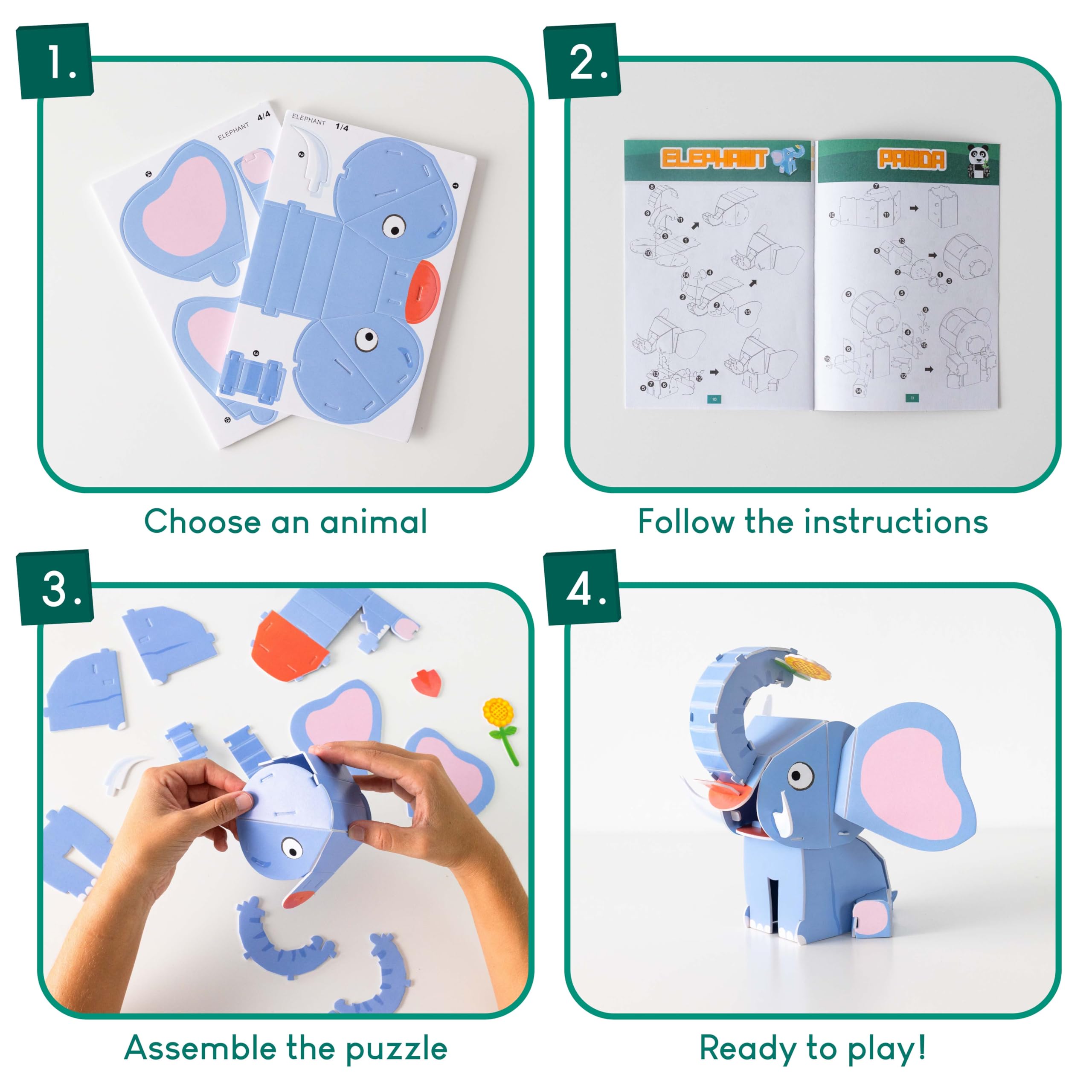 BONNYCO 3D Jungle Animal Puzzles - 8 Piece Set | Educational Toy | Ages 6+ 4