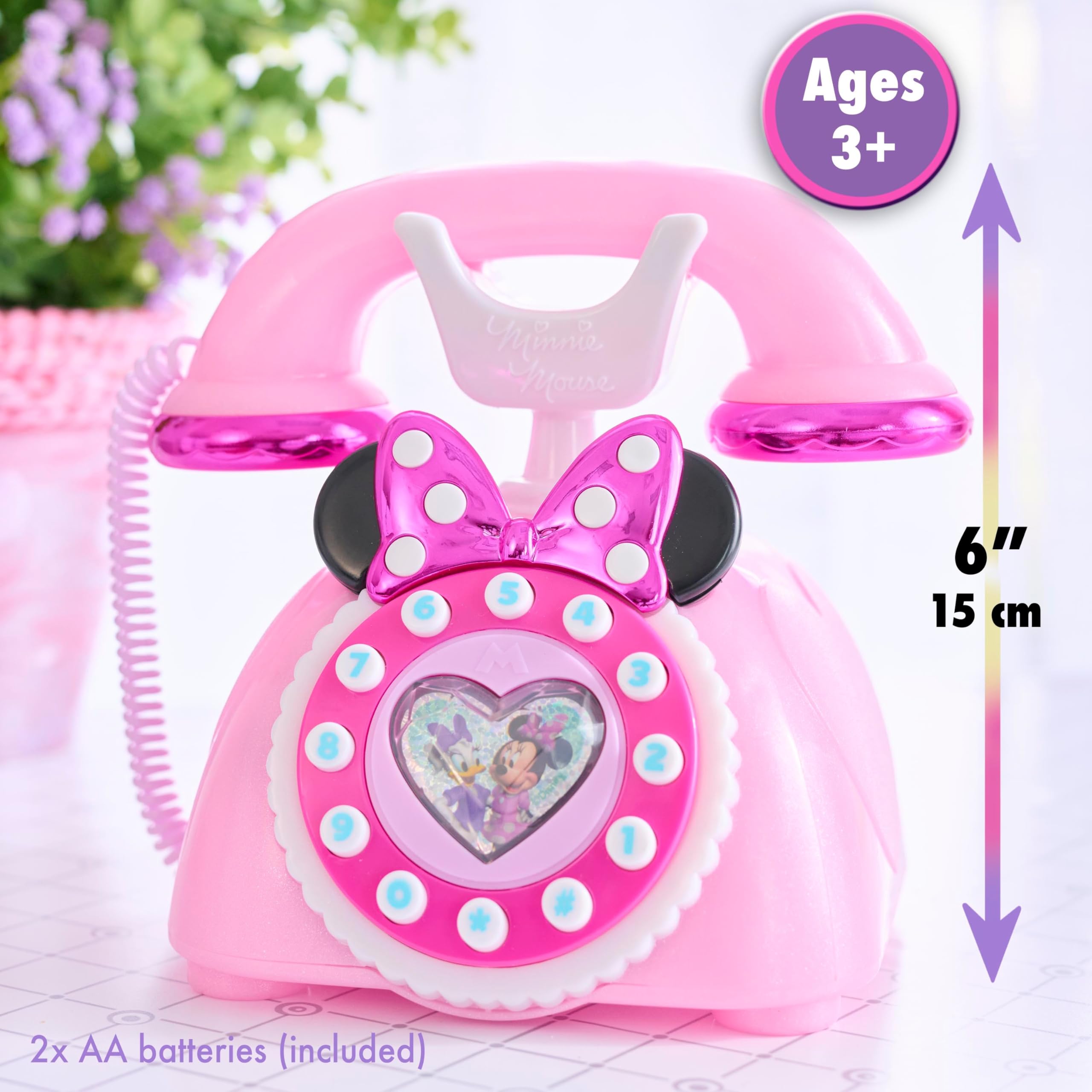 Disney Junior Minnie Mouse Ring Me Rotary Style Phone with Lights - Pretend Play Toy for Kids 3+ 7