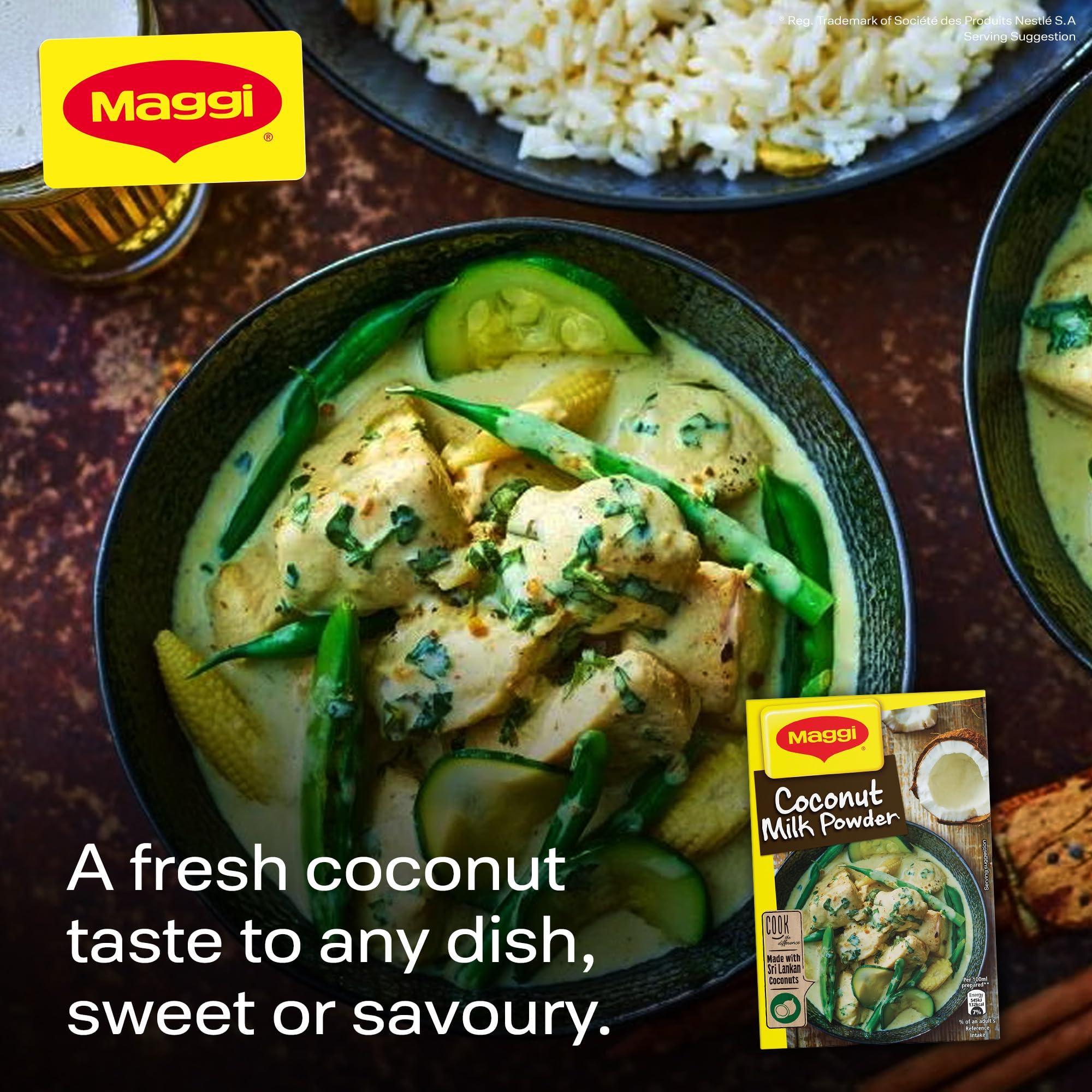 MAGGI Coconut Milk Powder Mix - Tropical Taste, No Artificial Additives, 150g