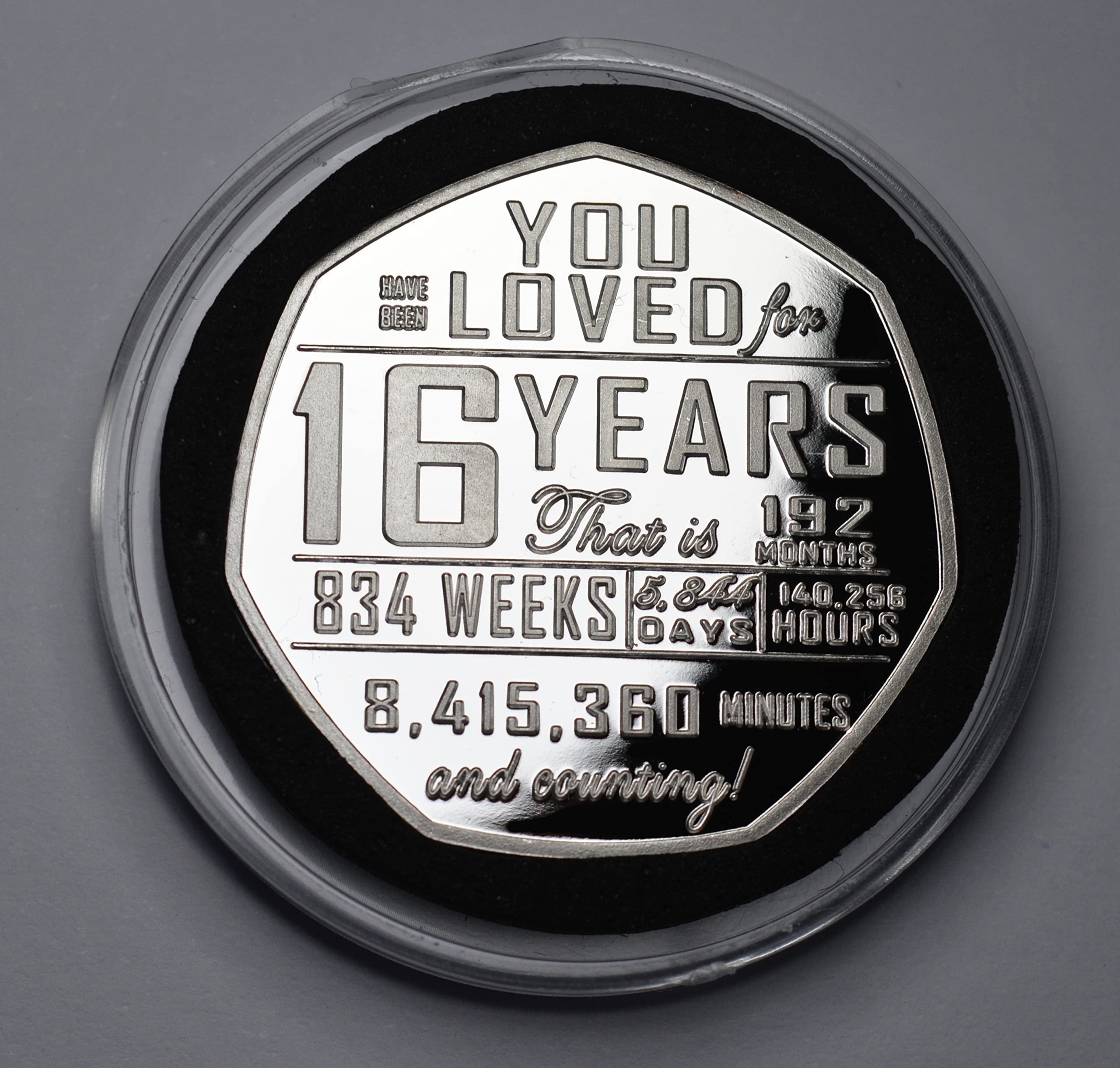 The Commemorative Coin Company 16th Birthday Silver Coin in Capsule - .999 Silver Plated, 27mm 8