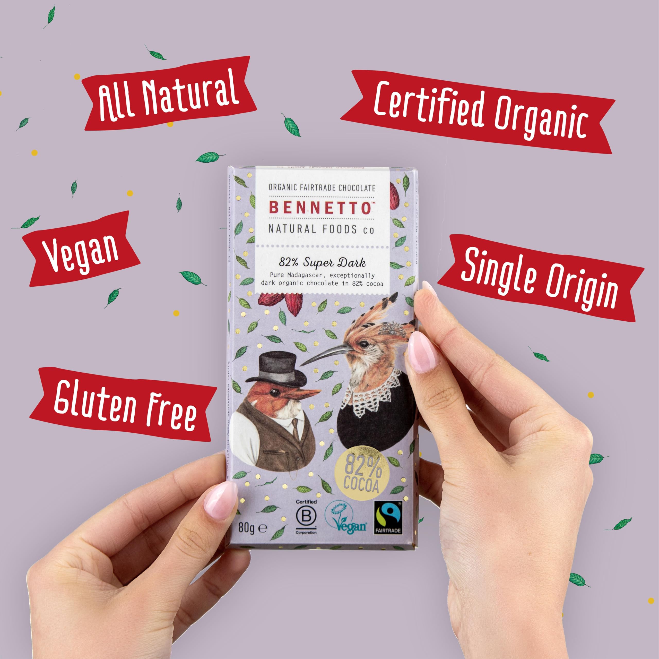 Bennetto 82% Super Dark Organic Chocolate Bar - Single Origin from Madagascar, Vegan, Fairtrade, Gluten-Free 9