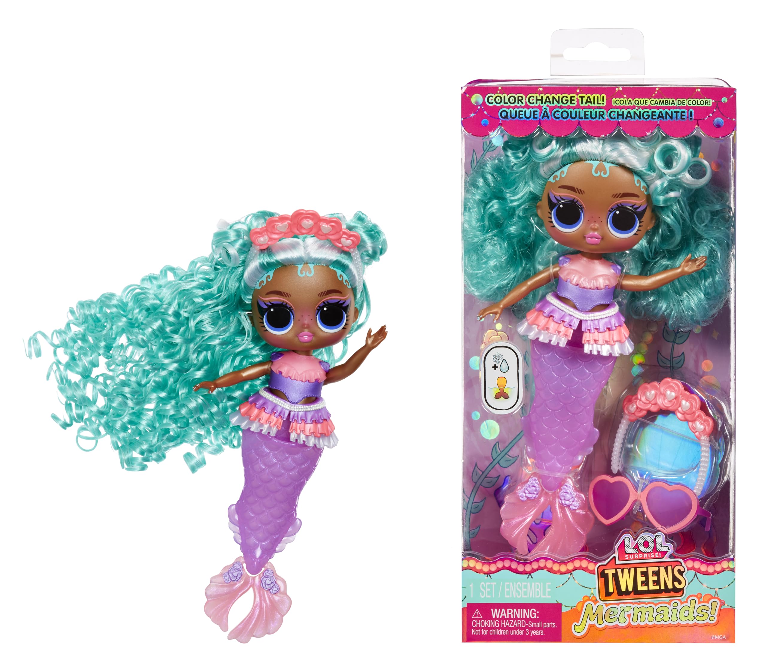 L.O.L. Surprise! Tweens Mermaid Serena Finn Doll - 10 Inches, Colour Changing Tail, Movable Fins