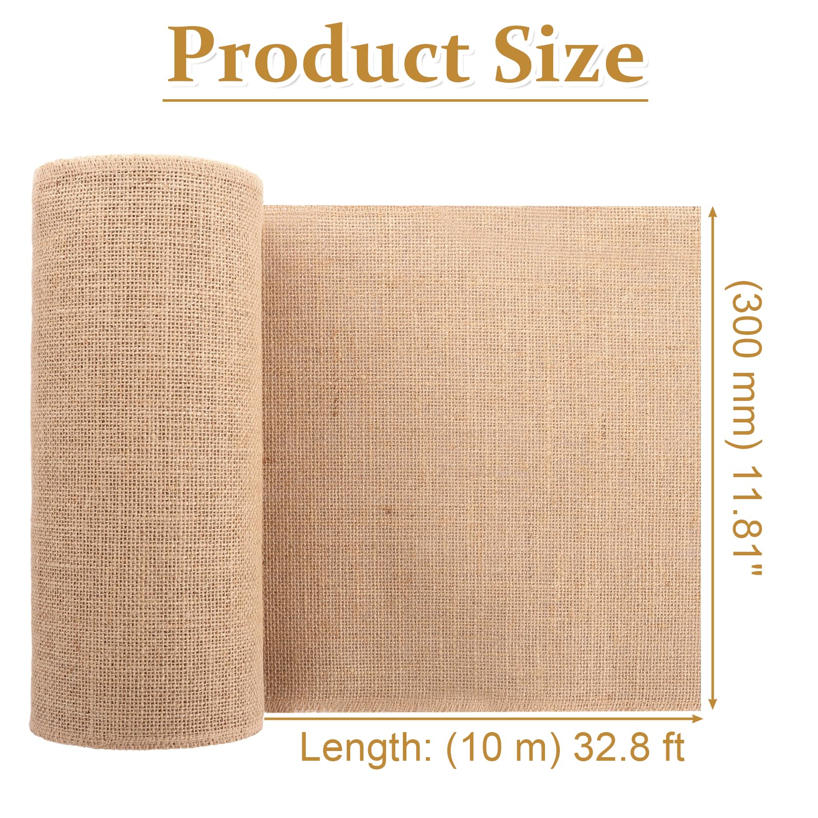 ASelected Natural Hessian Fabric Roll - 30 cm x 10 m, Breathable Cotton Blend, Brown