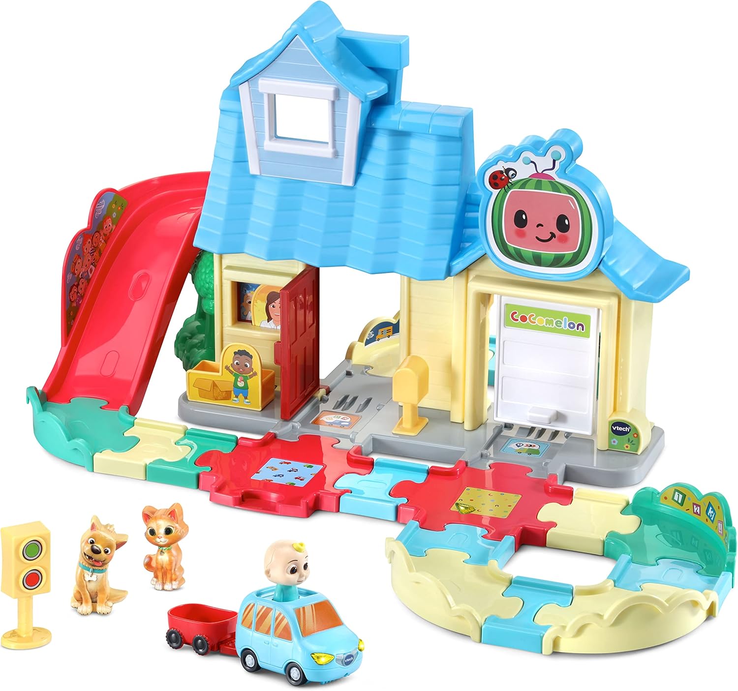 VTech Toot-Toot Drivers CoComelon JJ's House Track Set - Interactive Musical Playset for Toddlers 6