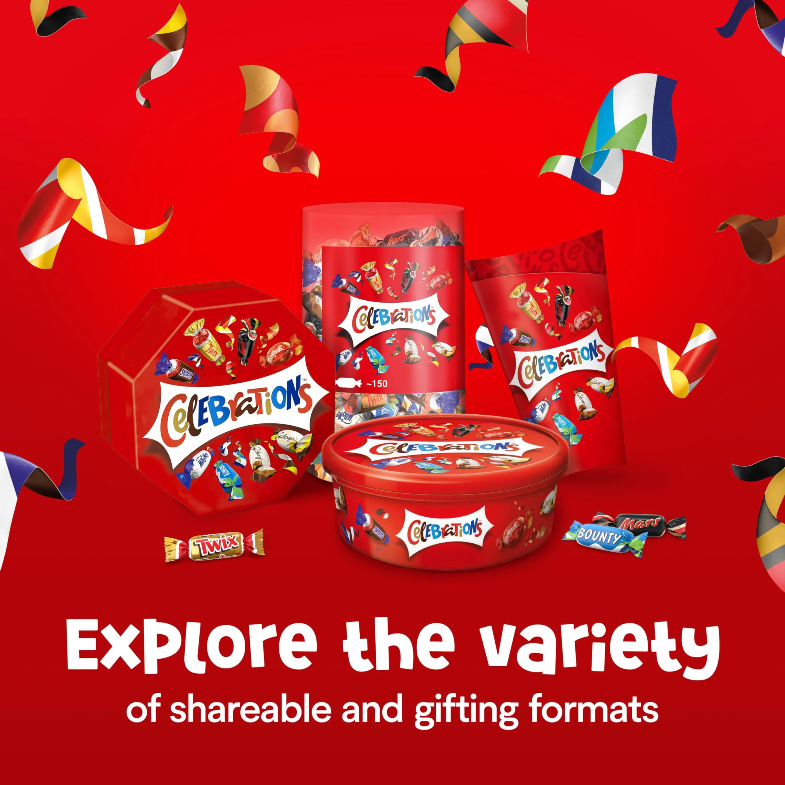 Celebrations Milchschokolade-Geschenkbox mit Mini-Schokoladen und Keksriegeln in einer Tube 9