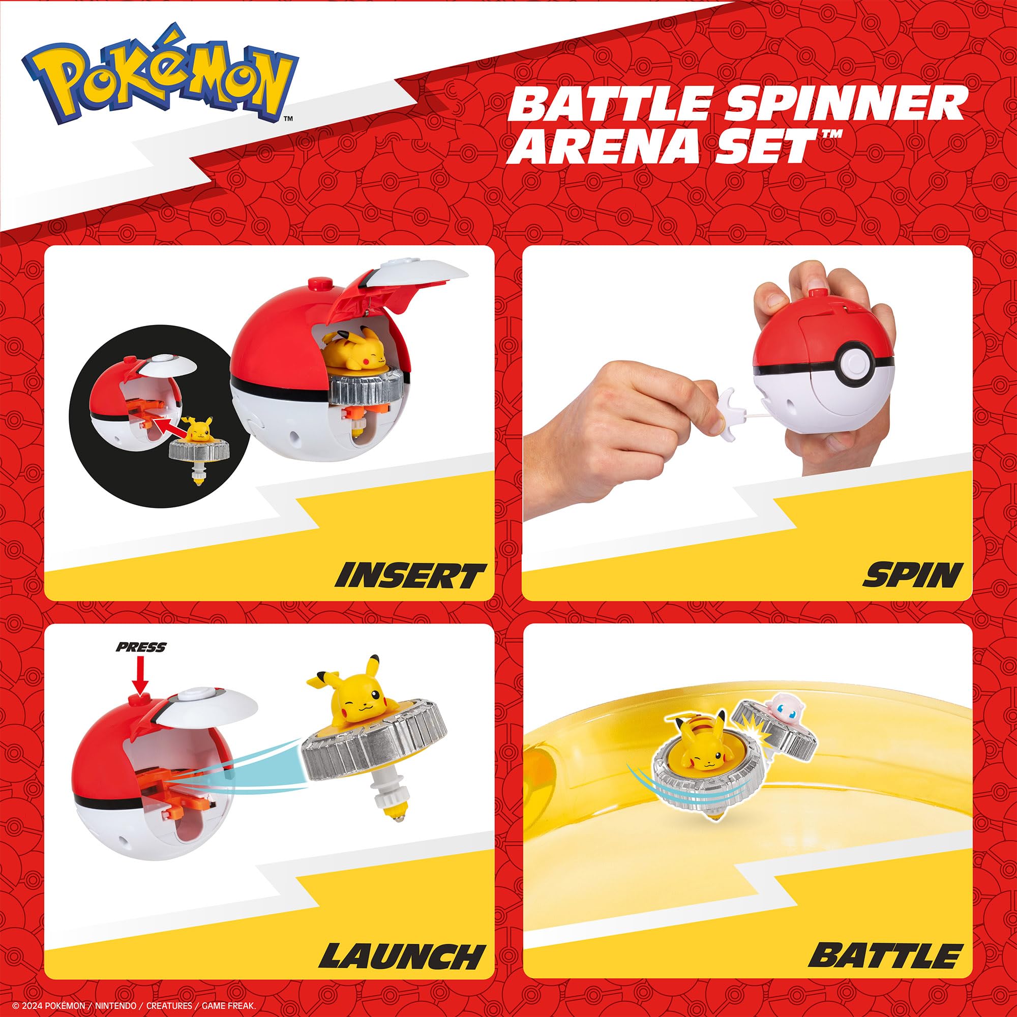 Pokémon Pikachu & Mew Battle Spinner Arena Set with Poké Ball Launchers 7