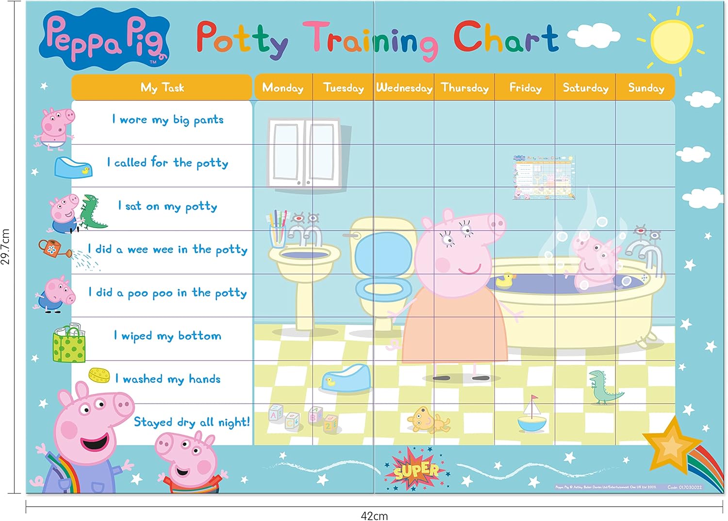 Peppa Pig Potty Training Reward Chart with Reusable Foil Stickers 3