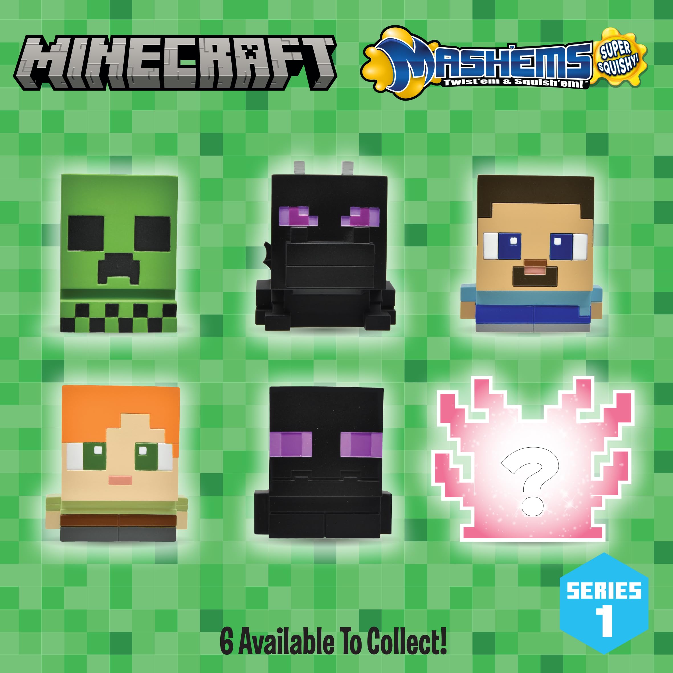 Mash'ems Minecraft Squishy-Figuren zum Sammeln – Dreh-, Quetsch- und Startspaß für Kinder 3