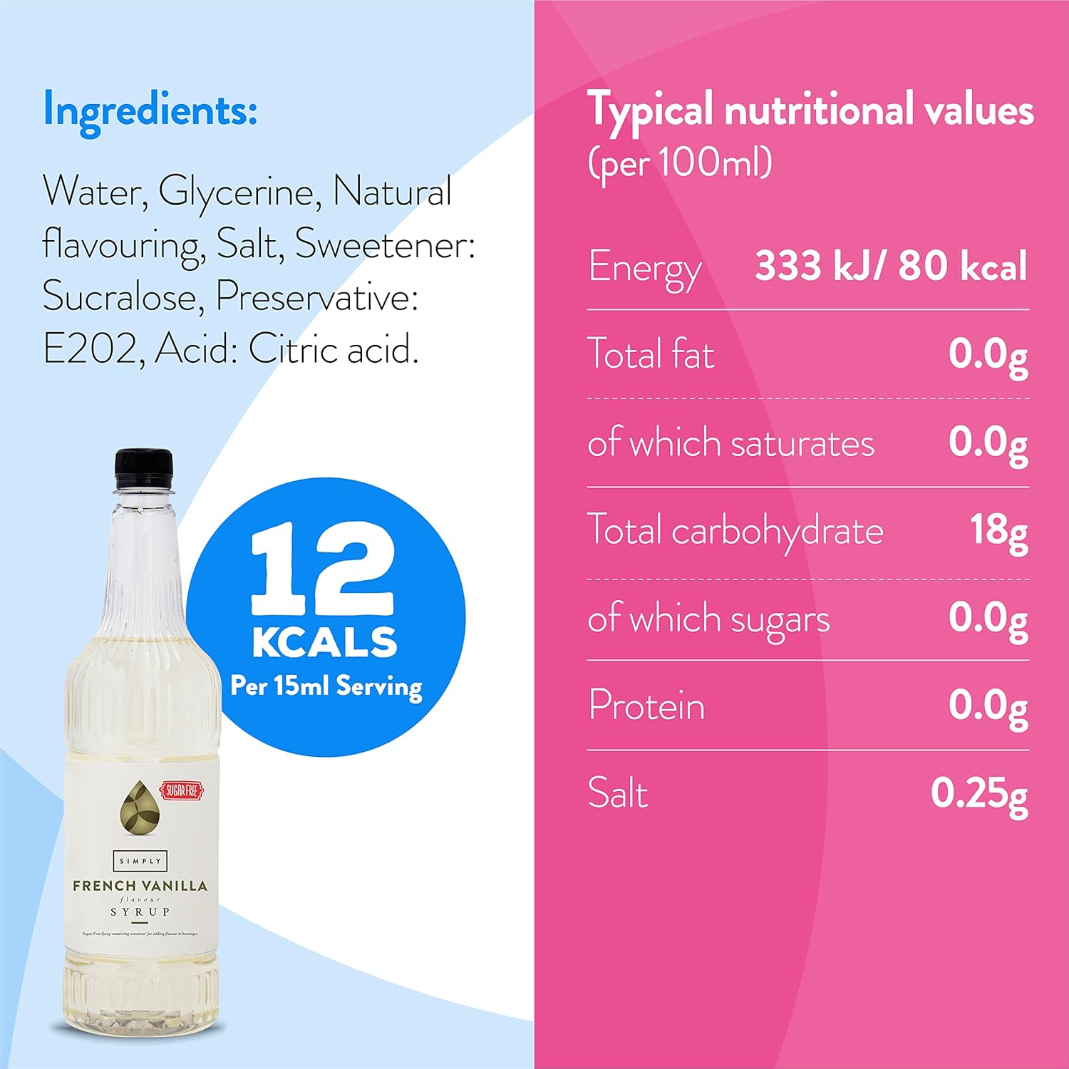 Simply - Sugar Free French Vanilla Syrup, Low Calorie Vegan Flavoured Beverage Syrup 6