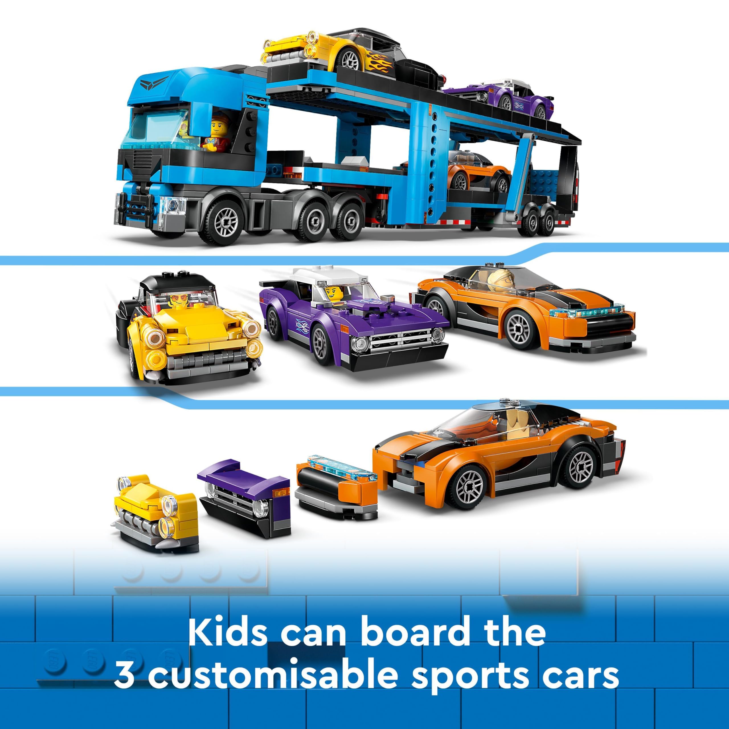 LEGO City Car Transporter Truck with Sports Cars - 998-Piece Building Set for Ages 7+ 8