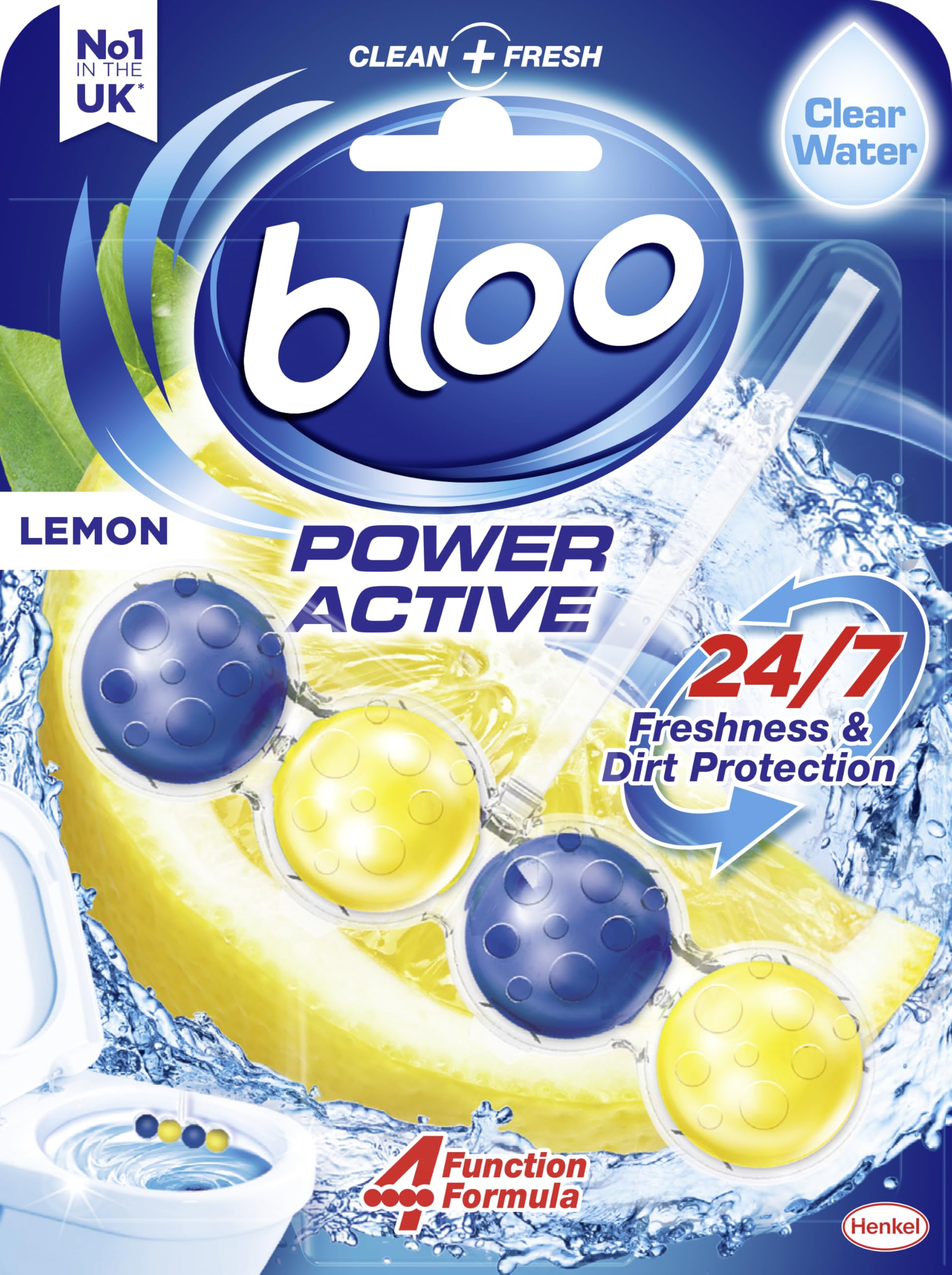 Bloo Power Active Toilet Rim Block - Lemon Scent, 50g | 100% Anti-Limescale | Lasts up to 240 Flushes