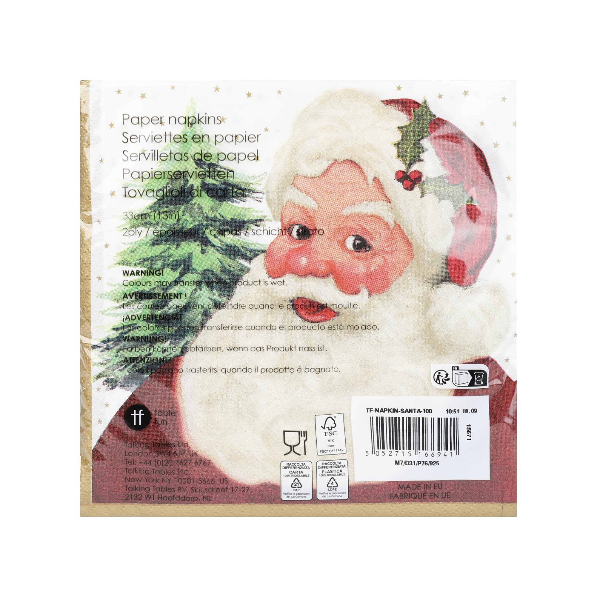 Talking Tables Santa Claus Christmas Napkins 33cm 100 Pack 3