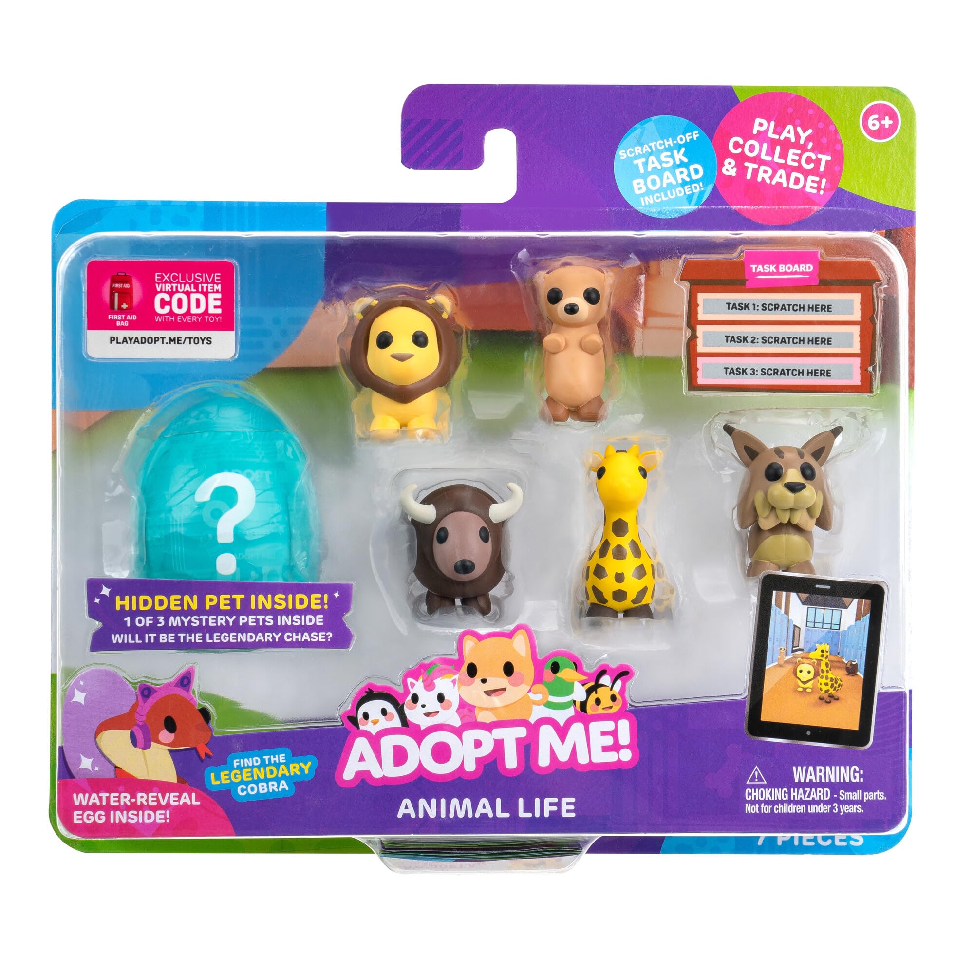 Adopt Me! Animal Life Multipack - Hidden Mystery Pet with Virtual Code, 6 Collectible Figures for Kids 6+ 6