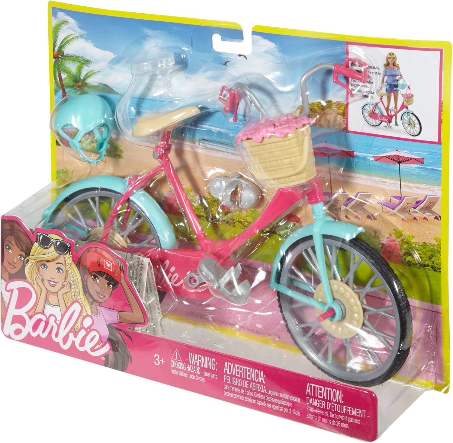 Barbie DVX55 Estate Bike - Pink & Teal Bicycle with Basket for Imaginative Play 6