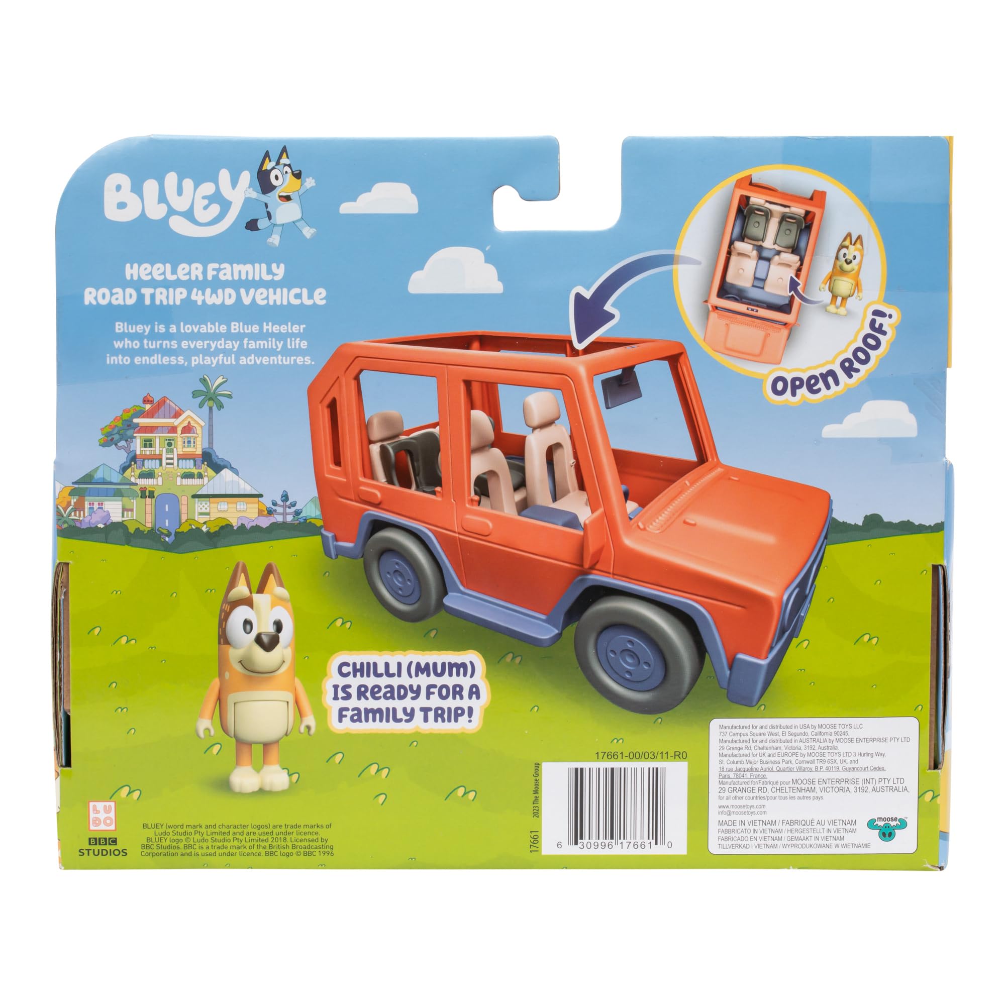 Bluey Heeler Family Road Trip 4WD Vehicle with Articulated Chilli Figure - Ages 3+ 5